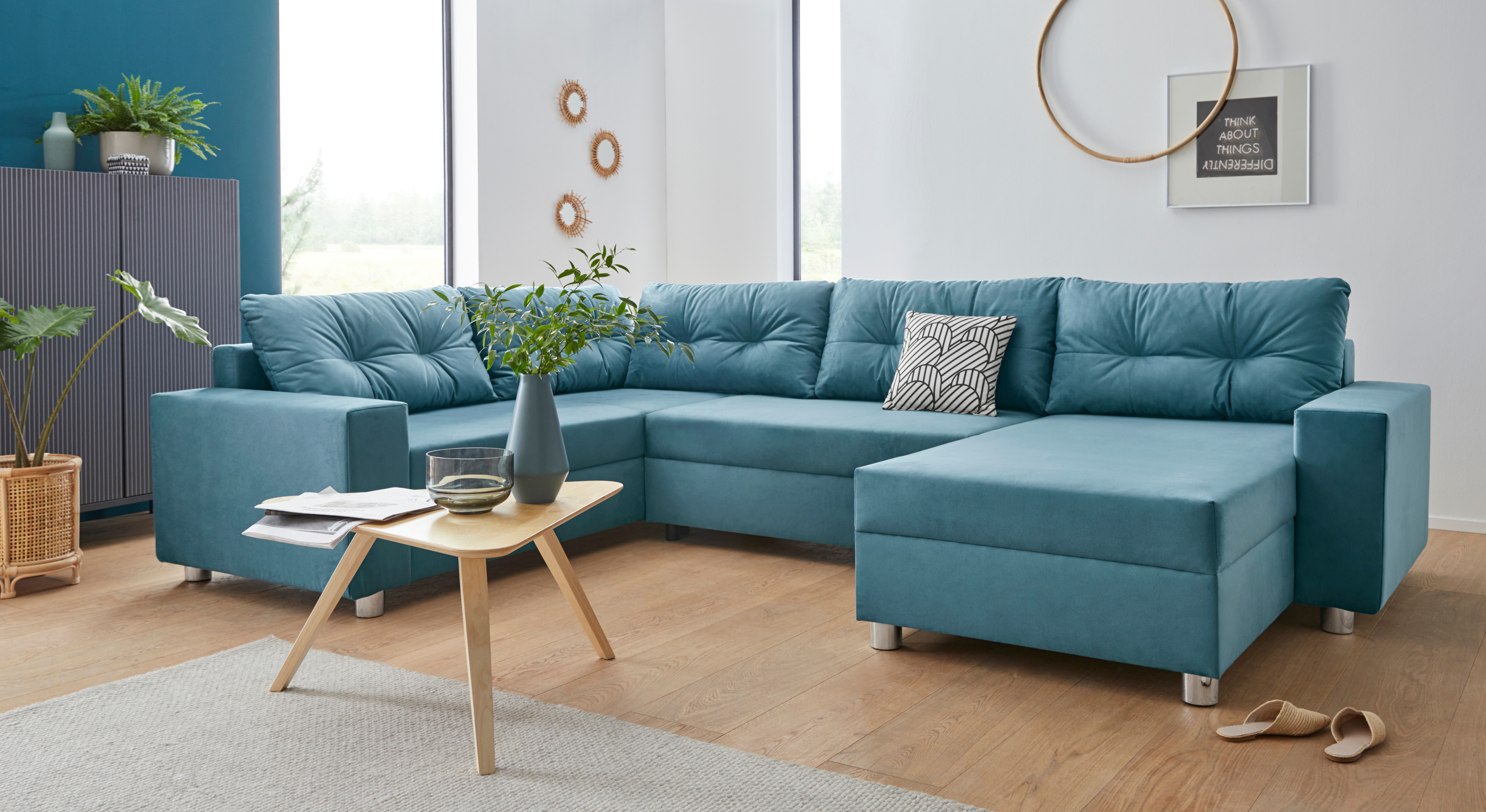 COLLECTION AB Wohnlandschaft "Paris U-Form, B: 310 cm" 1 Zierkissen & Federkern, optional Schlaffunktion & Bettkasten