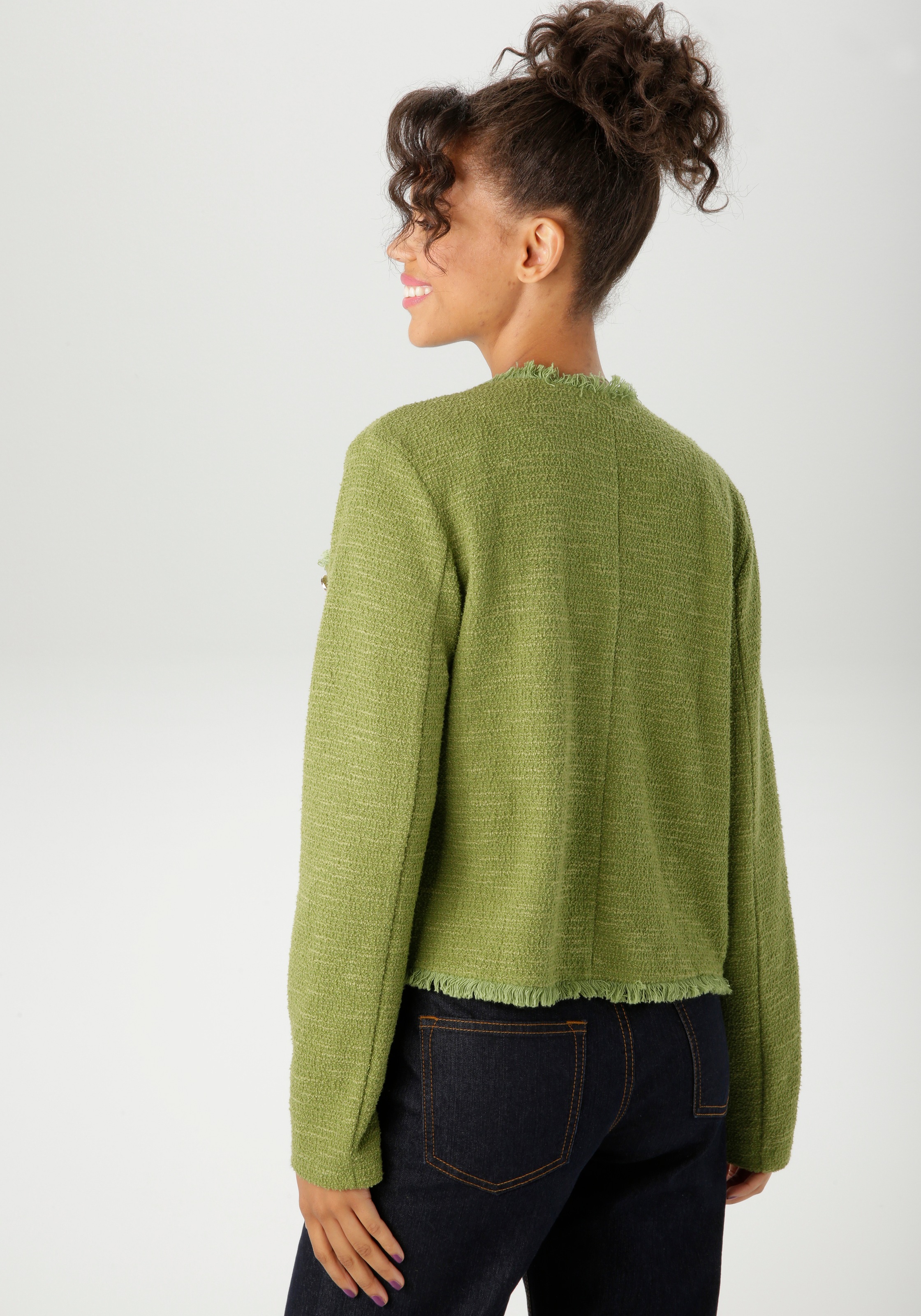 Aniston CASUAL Kurzjacke, aus meliertem Bouclé-Jacquard - NEUE KOLLEKTION günstig online kaufen