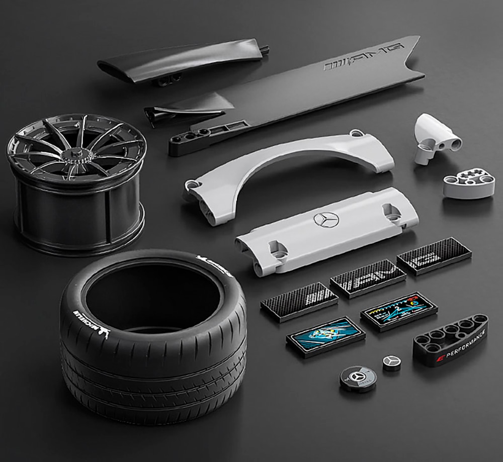 Jamara RC-Auto »CaDA, Mercedes-AMG ONE 1:8 grau 2,4GHz Bricks«, (3295 tlg.), mit LED Licht