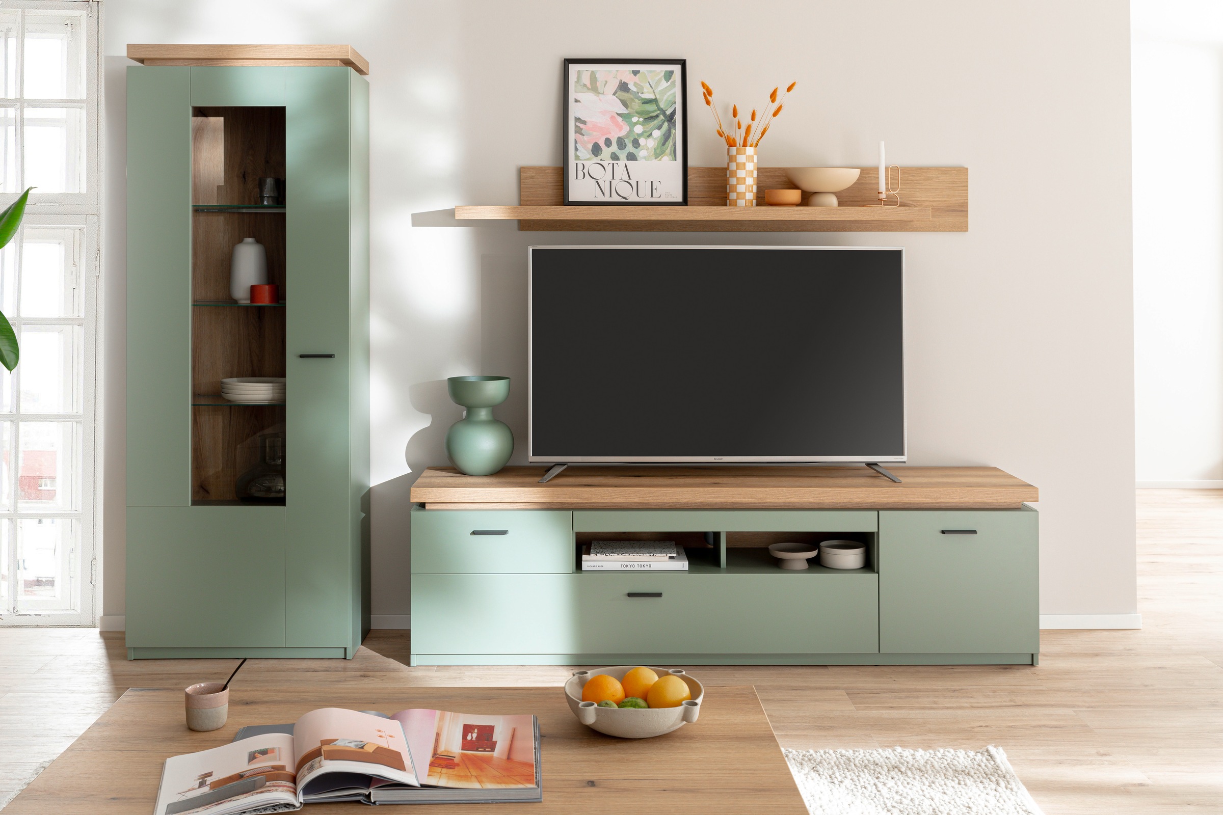 MCA furniture Wohnwand »MONIZ Wohnkomination 2«, (Komplett-Set, 3 St.), Türen/ Schubkästen gedämpft