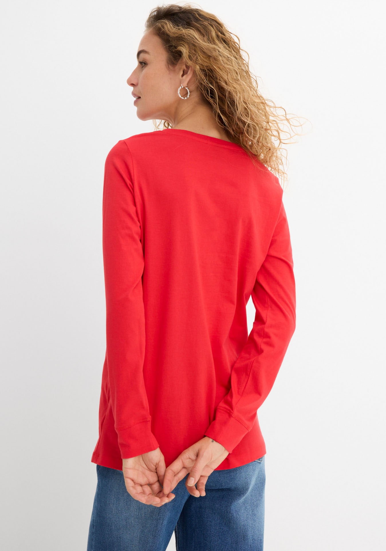 bonprix Longshirt Packung, 5 Langarm, aus reiner Baumwolle, mit abgesetzten Bündchen am Ärmel