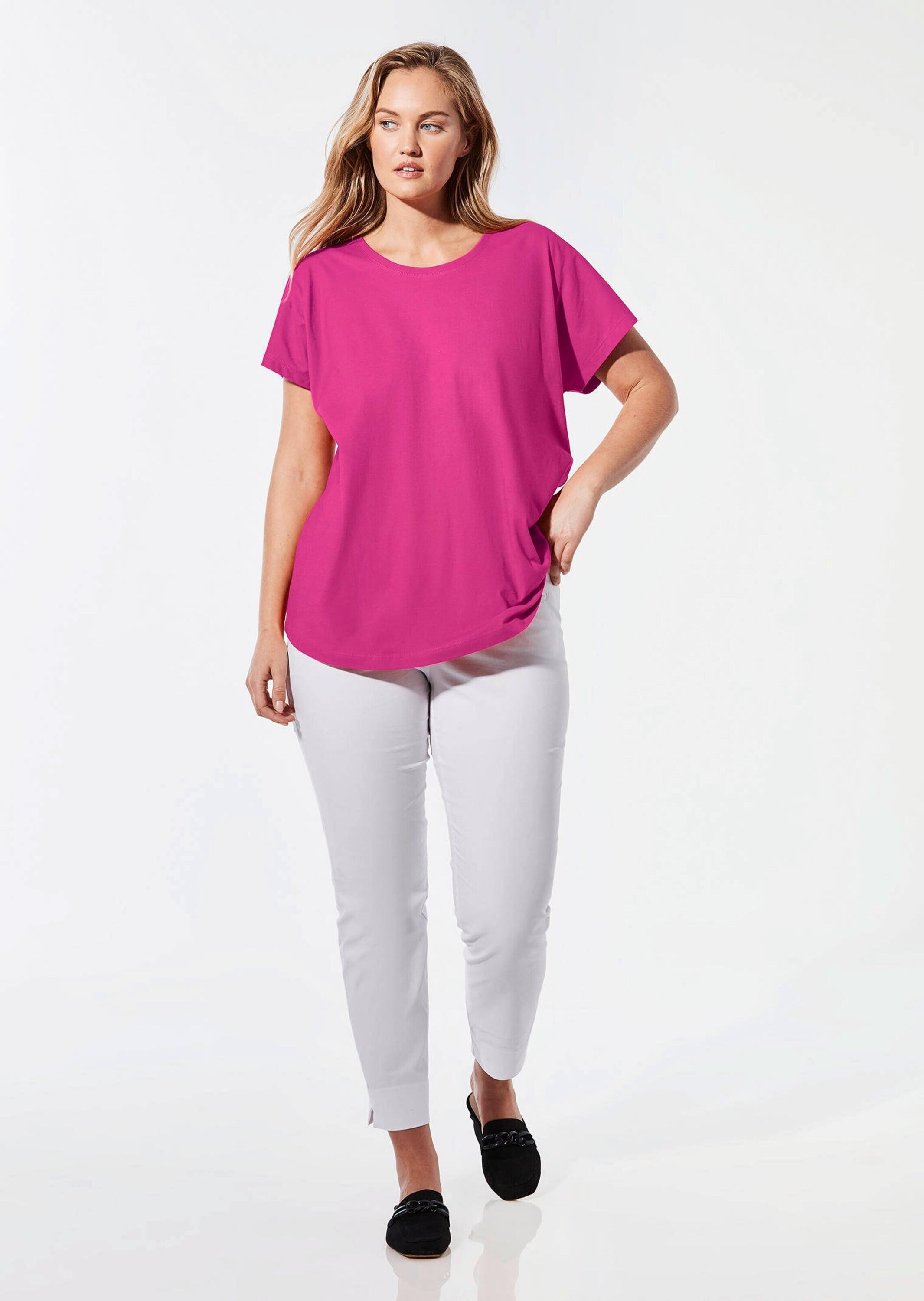 GOLDNER Kurzarmshirt »Shirt mit Rundhalsausschnitt«