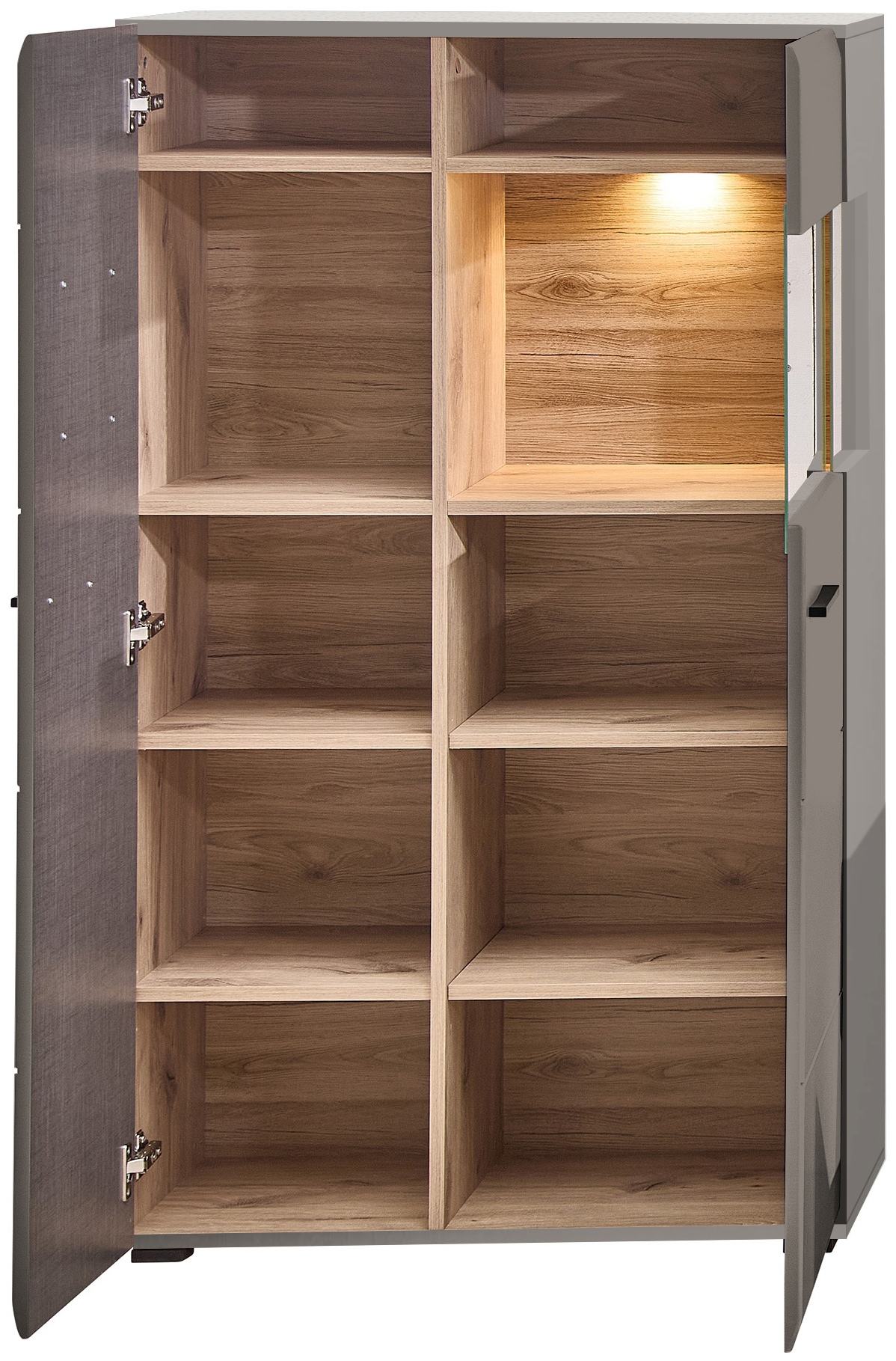 Innostyle Vitrine »FUN PLUS II«, (2 St.), Glastür, Holztür, 10 Fächer, Softclose, ABS Kantenschutz