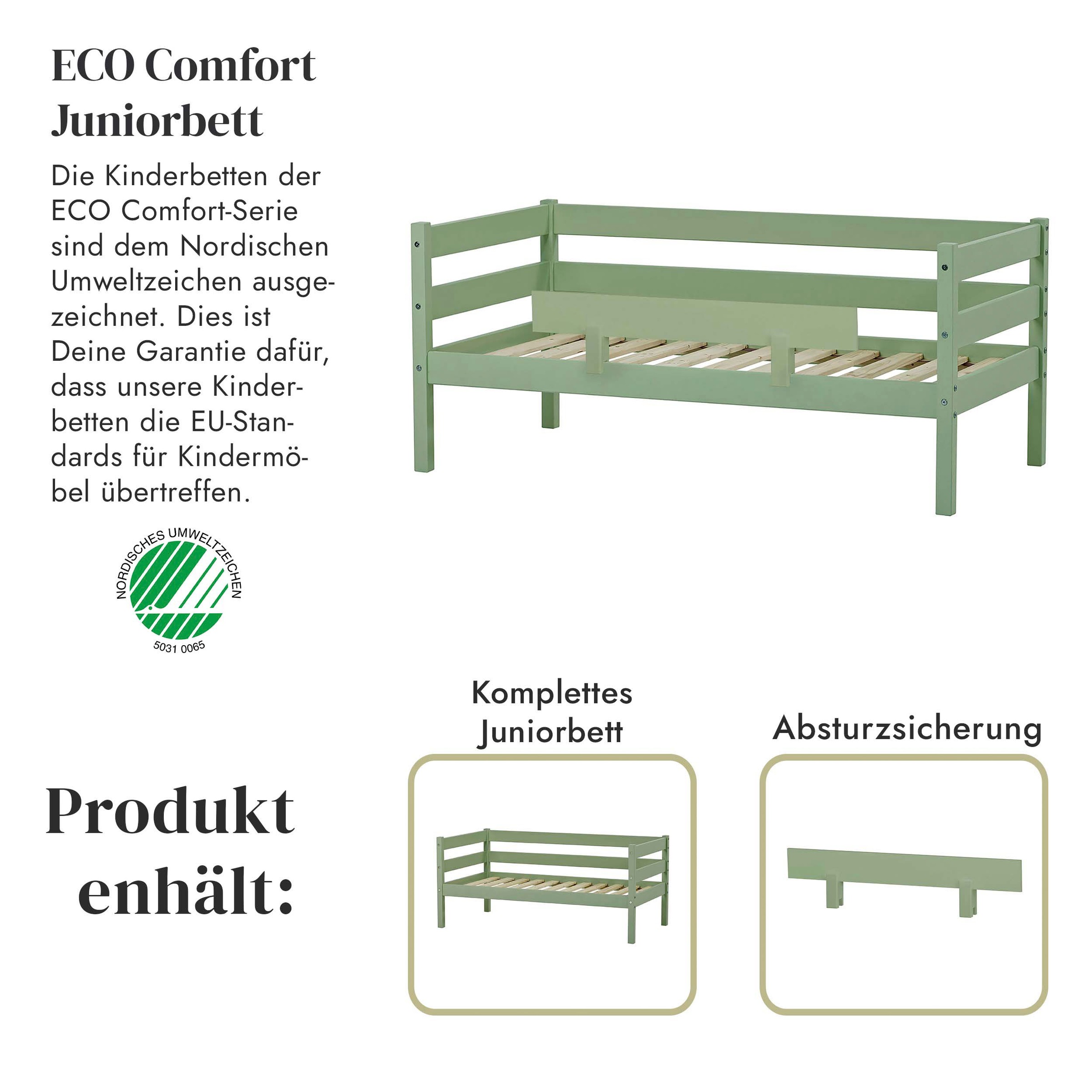 Hoppekids Einzelbett »ECO Comfort Kinderbett, Kiefer Massivholz, Jugendbett inkl. Rollrost« 70x160 cm, wahlweise in verschieden Farben/ Matratze/ Absturzsicherung
