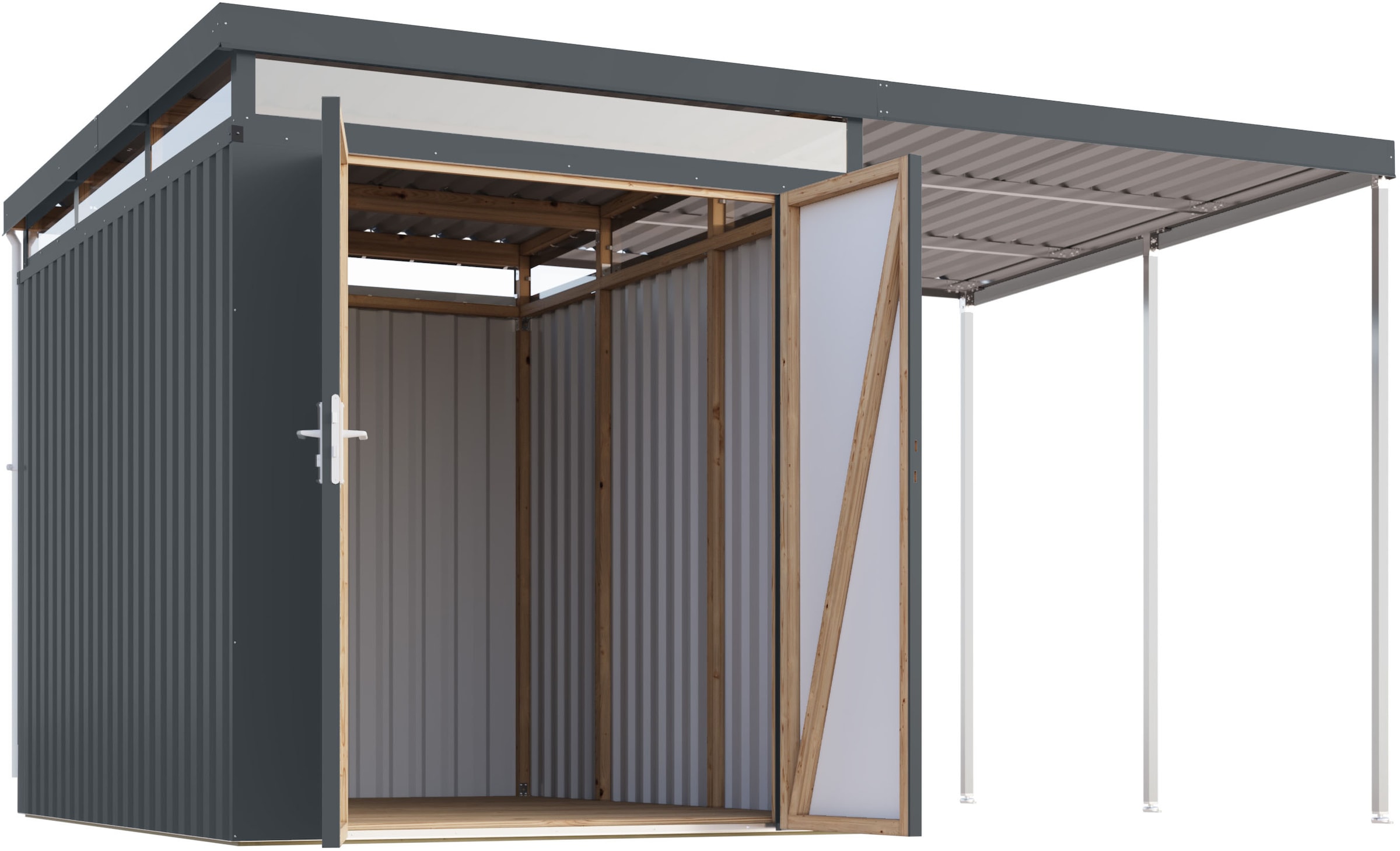 Karibu Gerätehaus »Titanium 2,5 SET mit Anbaudach«