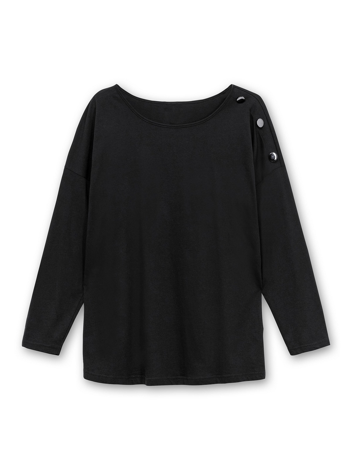 Sheego Langarmshirt »Große Größen«, kaufen der Schulter mit BAUR | Schmuckknöpfen auf