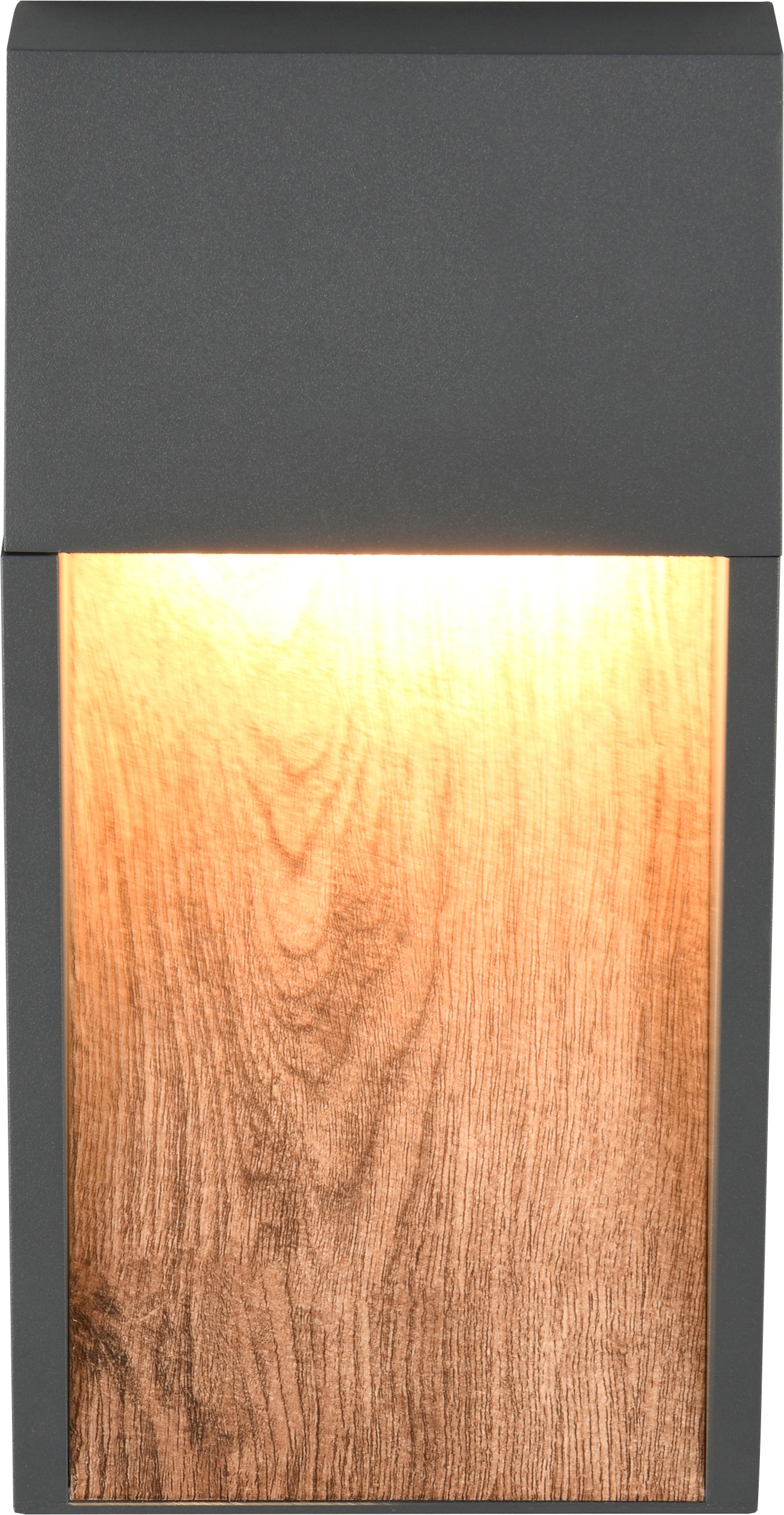 TRIO Leuchten LED Außen-Wandleuchte »SALMON, Outdoor LED Wandlampe 11W 1200 Lm 3000K, Hauswand-Leuchte« LED-Board 1 Stk. Warmweiß Garten Wandleuchte IP44, Metall anthrazit + Holzoptik