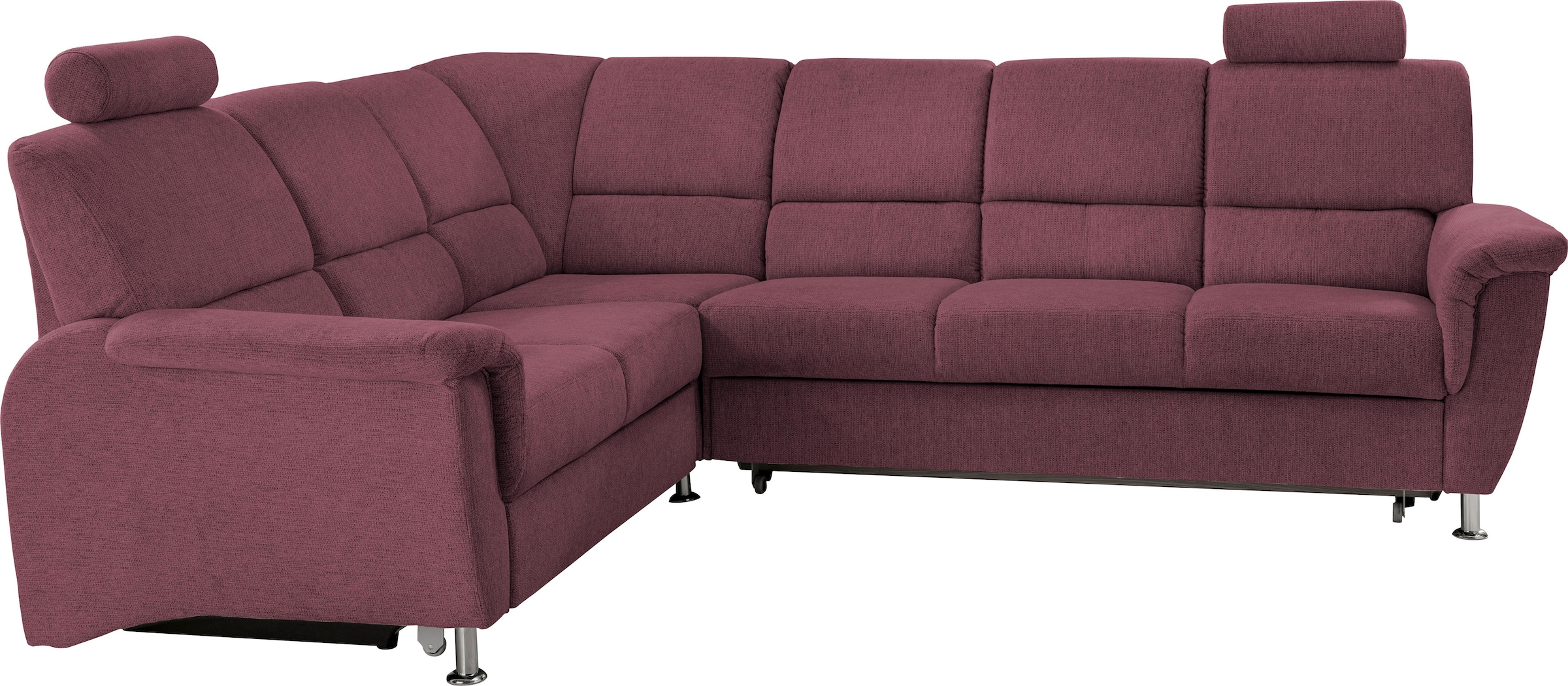 Home affaire Ecksofa »Pisa L-Form, mit Schlaffunktion, Stauraum, 2x höhenverstellbare«, Kopfstützen und Relaxfunktion im Eckelement