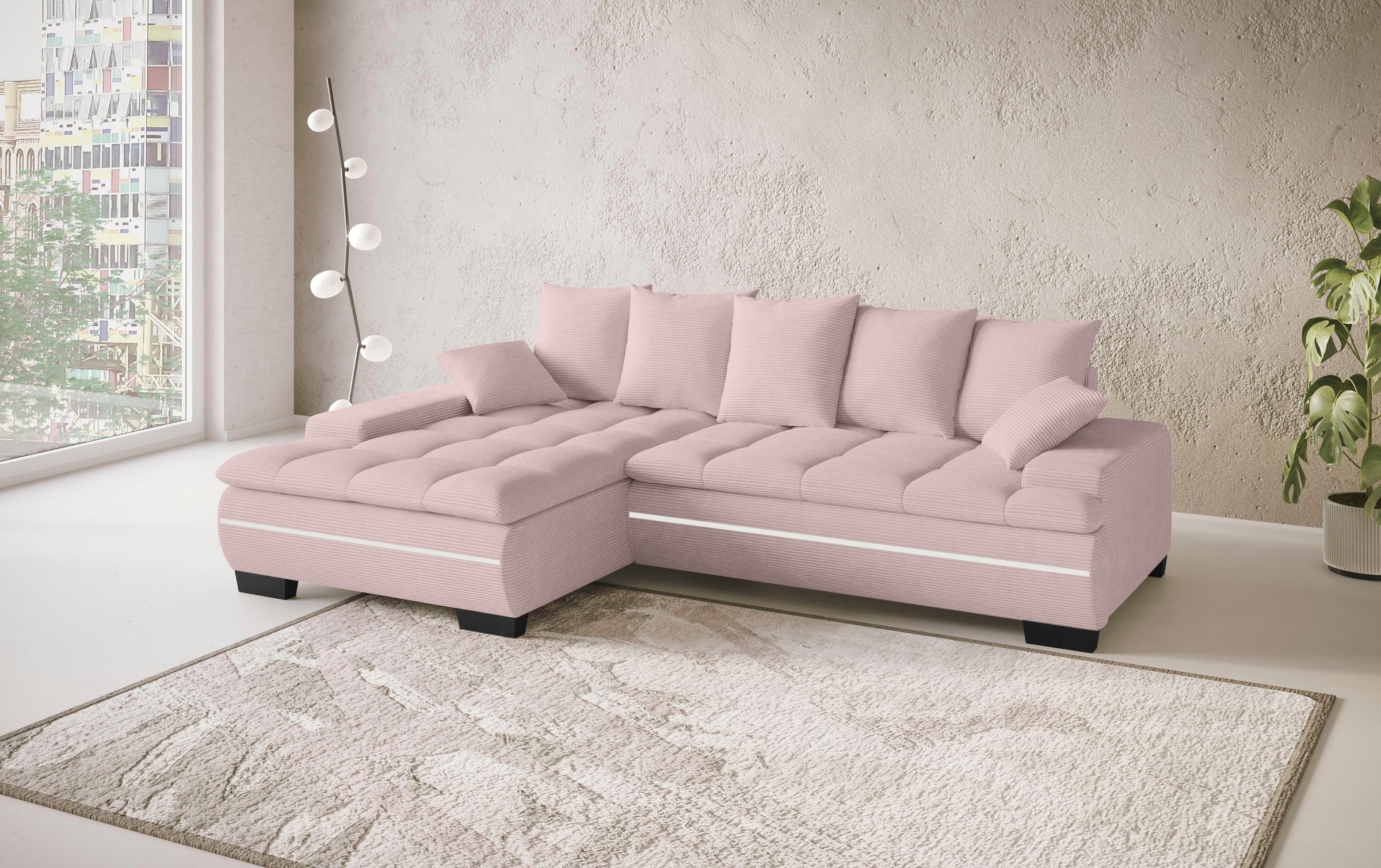 Mr. Couch Ecksofa »Haiti II, L-Form«, RGB-LED Beleuchtung, Kaltschaum, wahlweise mit Bett, Bettkasten