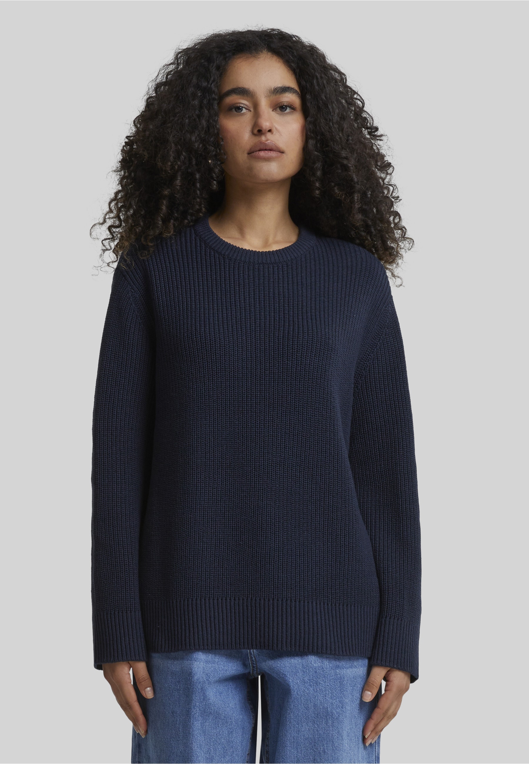 URBAN CLASSICS Fleecepullover »Urban Classics Damen Ladies Rib Knit Sweater«
