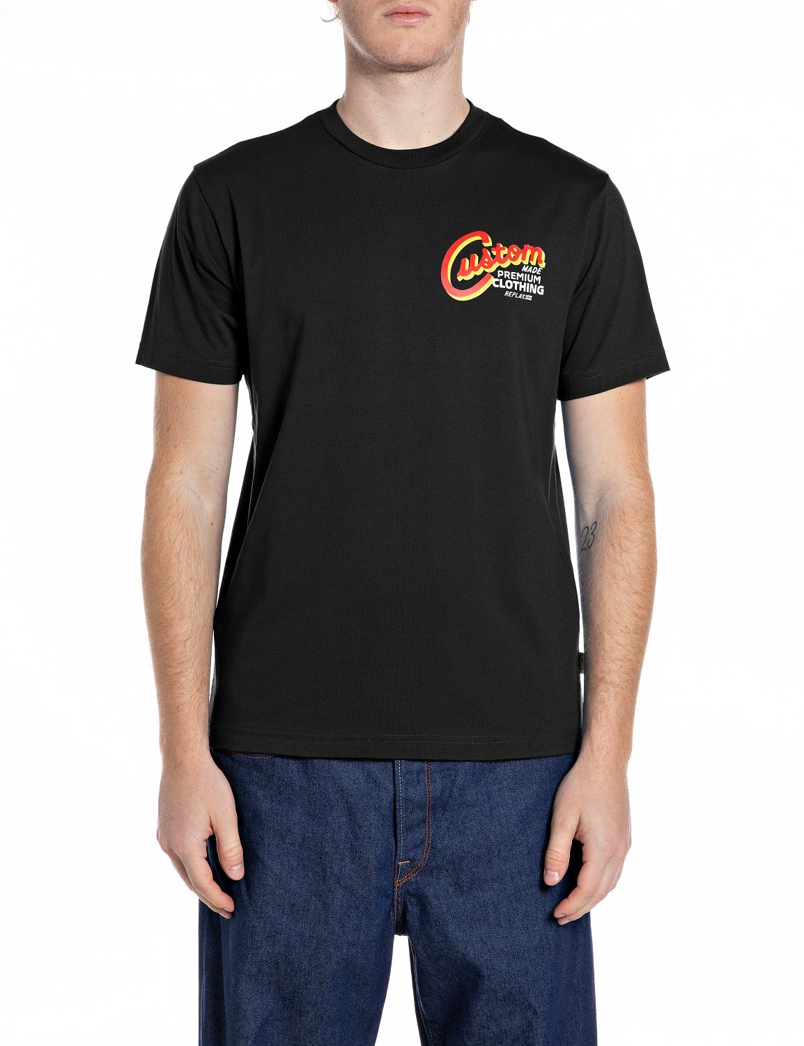 Replay T-Shirt mit Frontprint auf der Brust, Rundhals