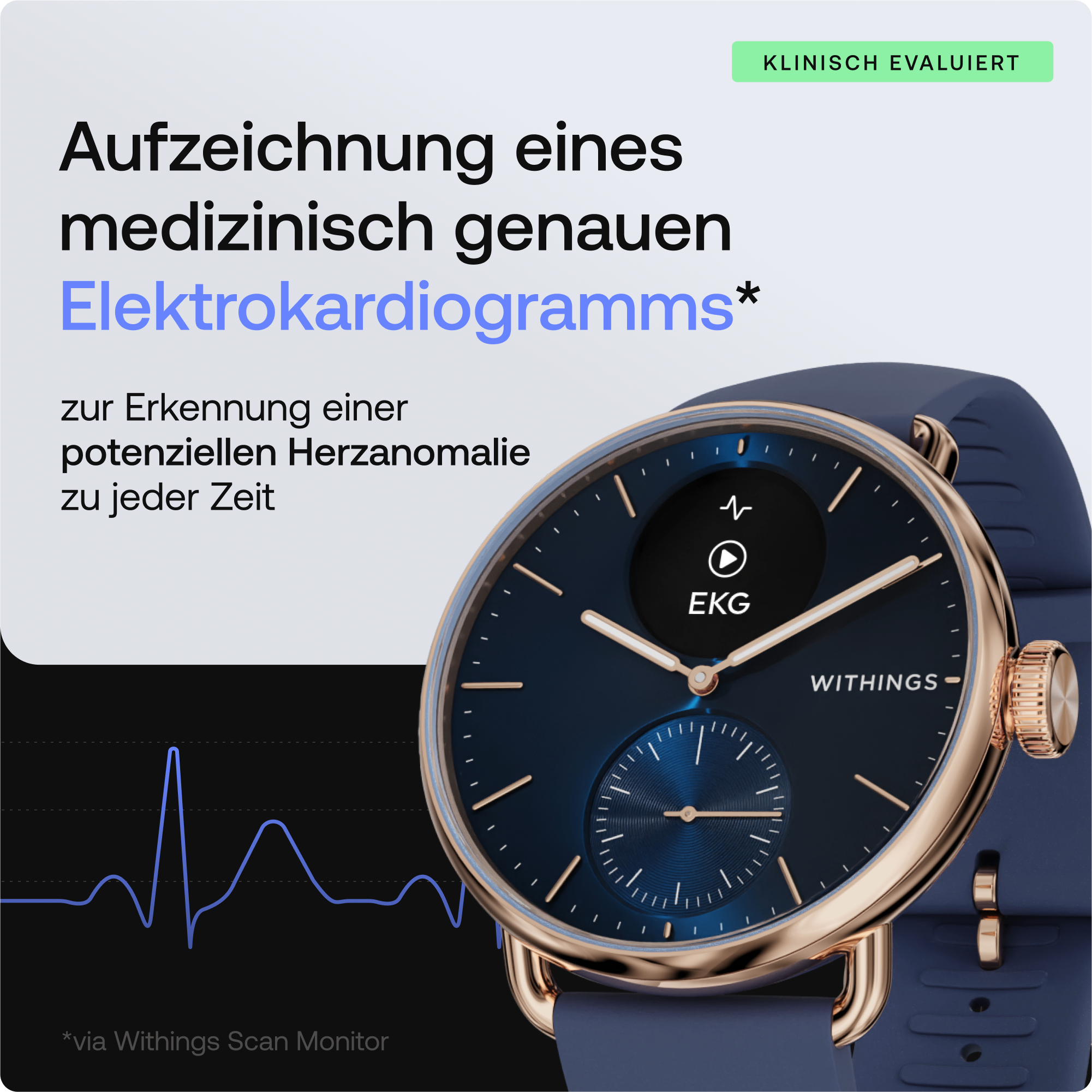 Withings Smartwatch »ScanWatch 2 38mm Rose Gold Blue«