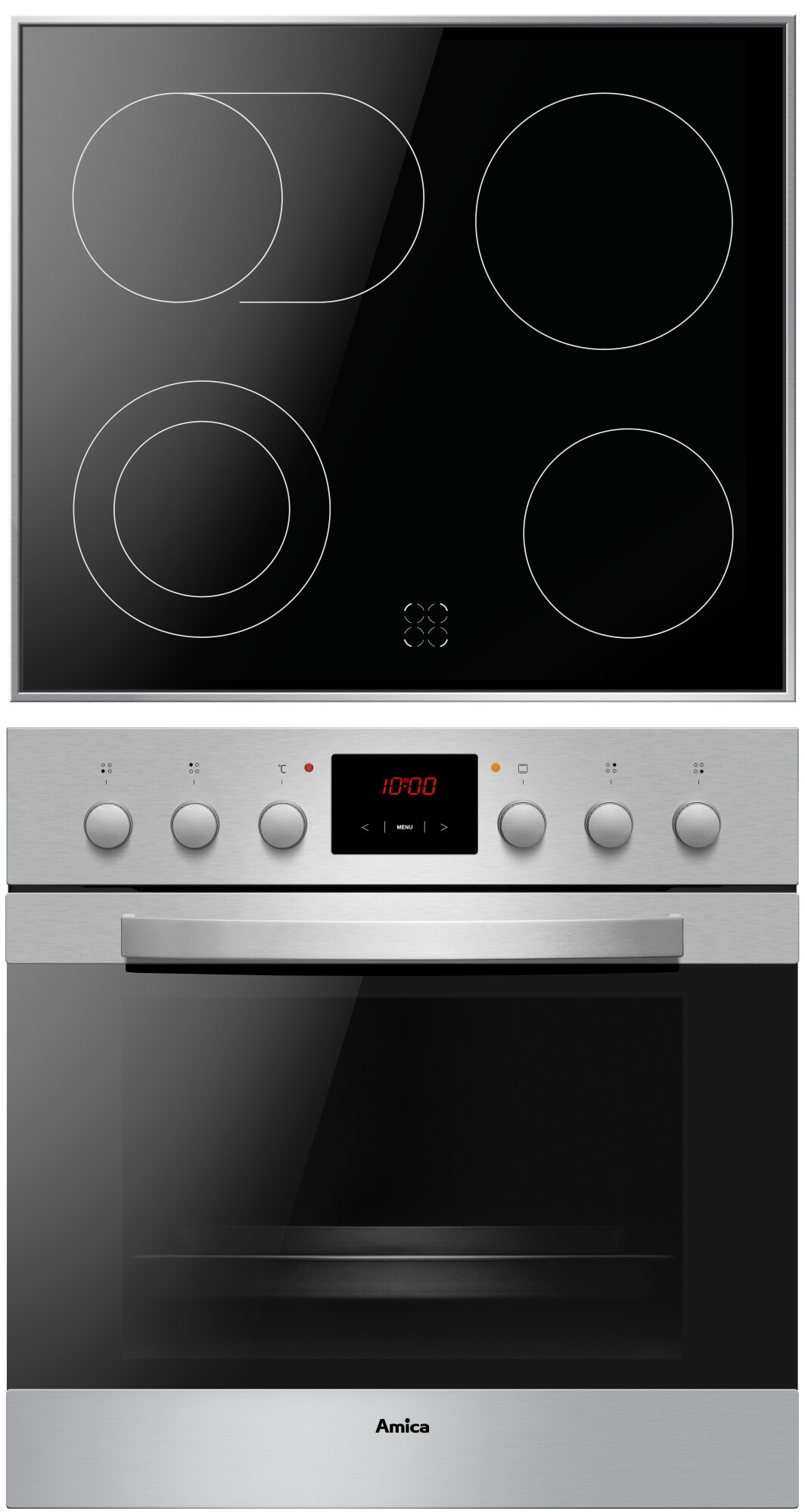 AMICA Elektro-Herd-Set "EHC 12816 E", silber, Herdsets, Zuverlässiger Kochkomfort für den täglichen Küchenalltag
