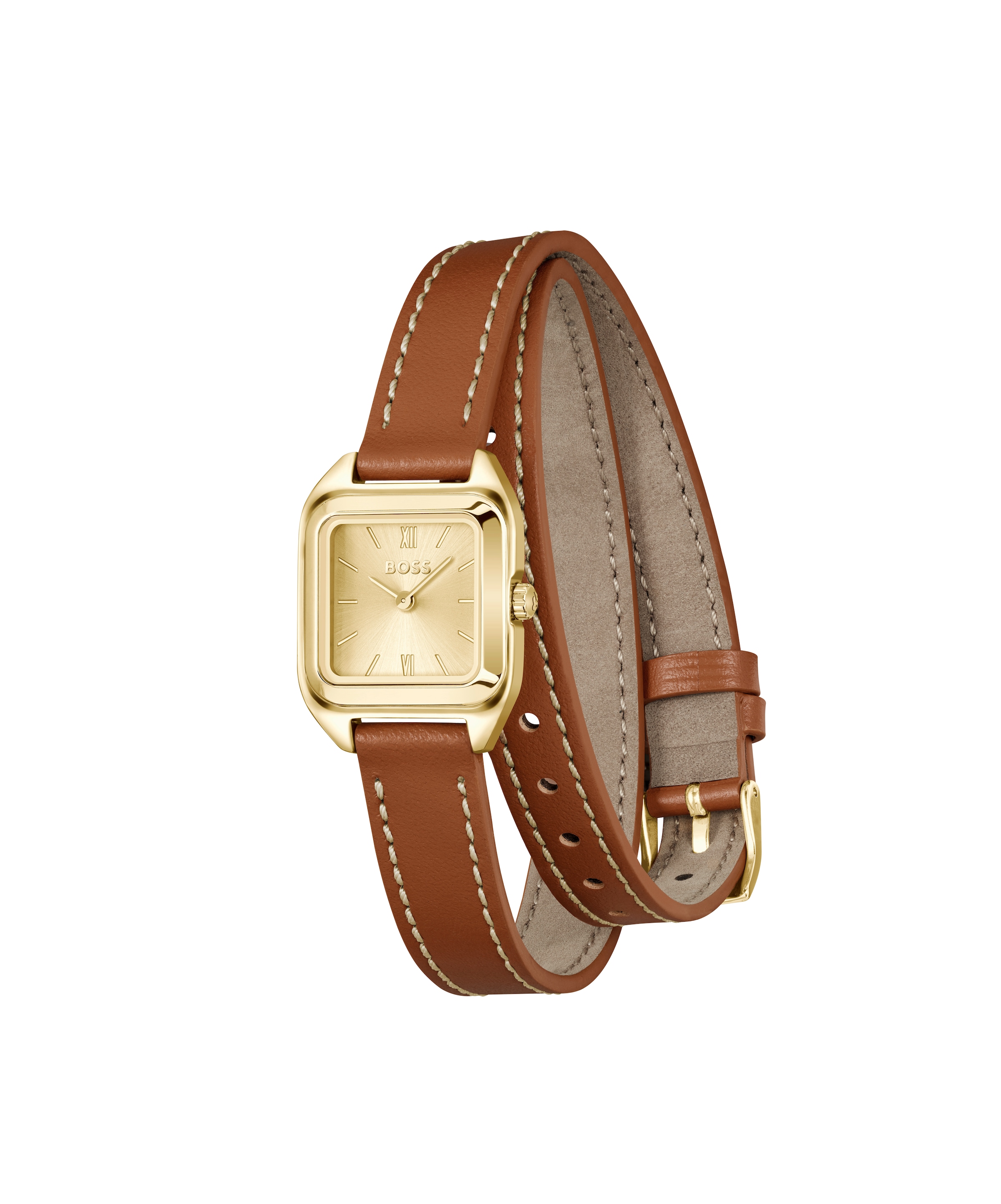 BOSS Quarzuhr »MAE PETITE« Armbanduhr, Damenuhr, Lederarmband, analog