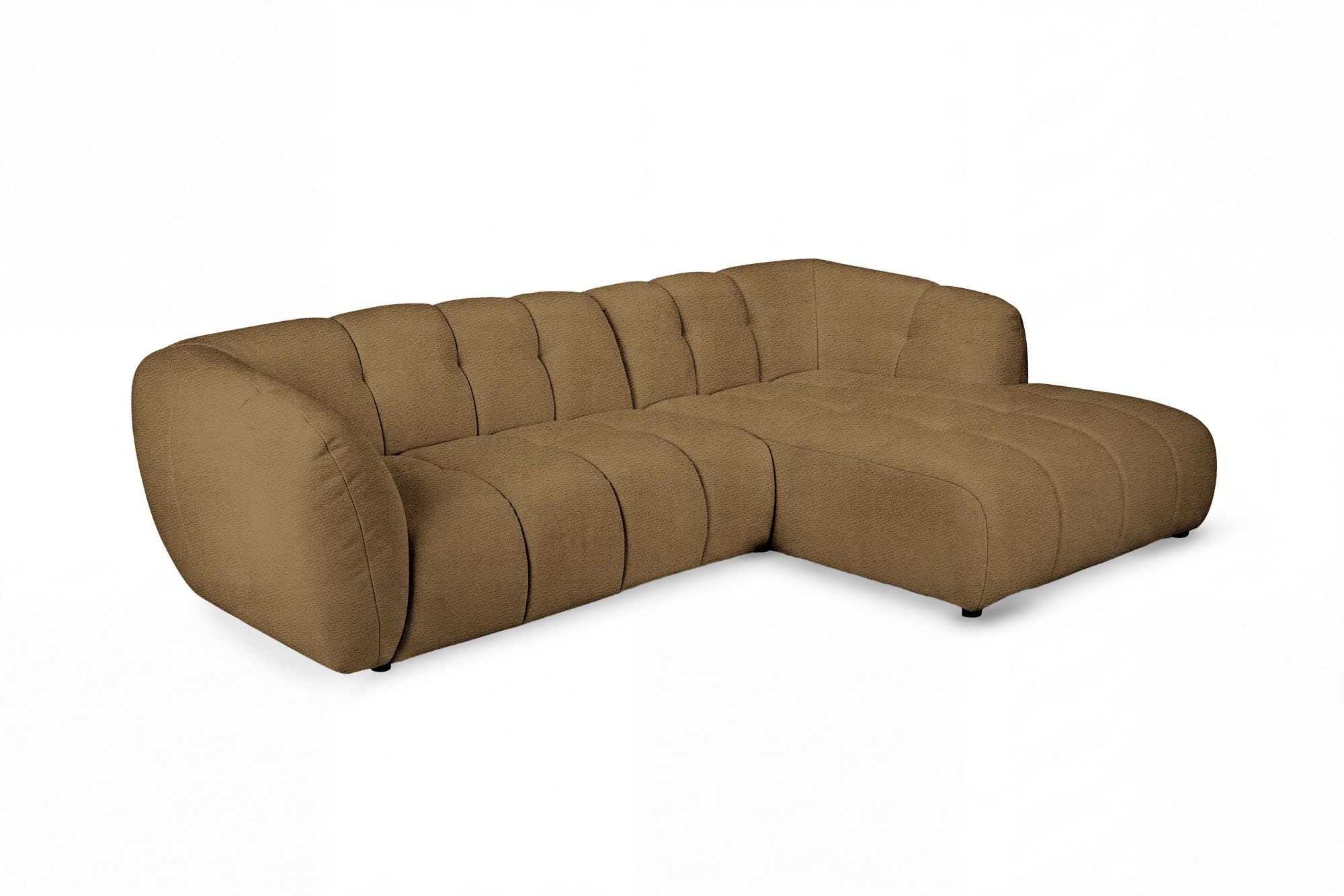 OTTO home Ecksofa »Gerron, Struktur-Chenille-Stoff mit Mélange-Effekt« Breite 271 cm, L-Form, vertikale Steppung, organische Rundungen