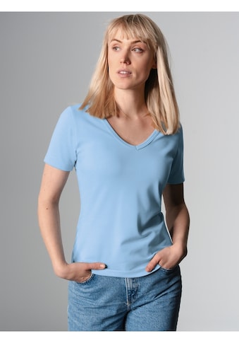 T-Shirt »TRIGEMA V-Shirt aus Baumwolle/Elastan«, (1 tlg.)