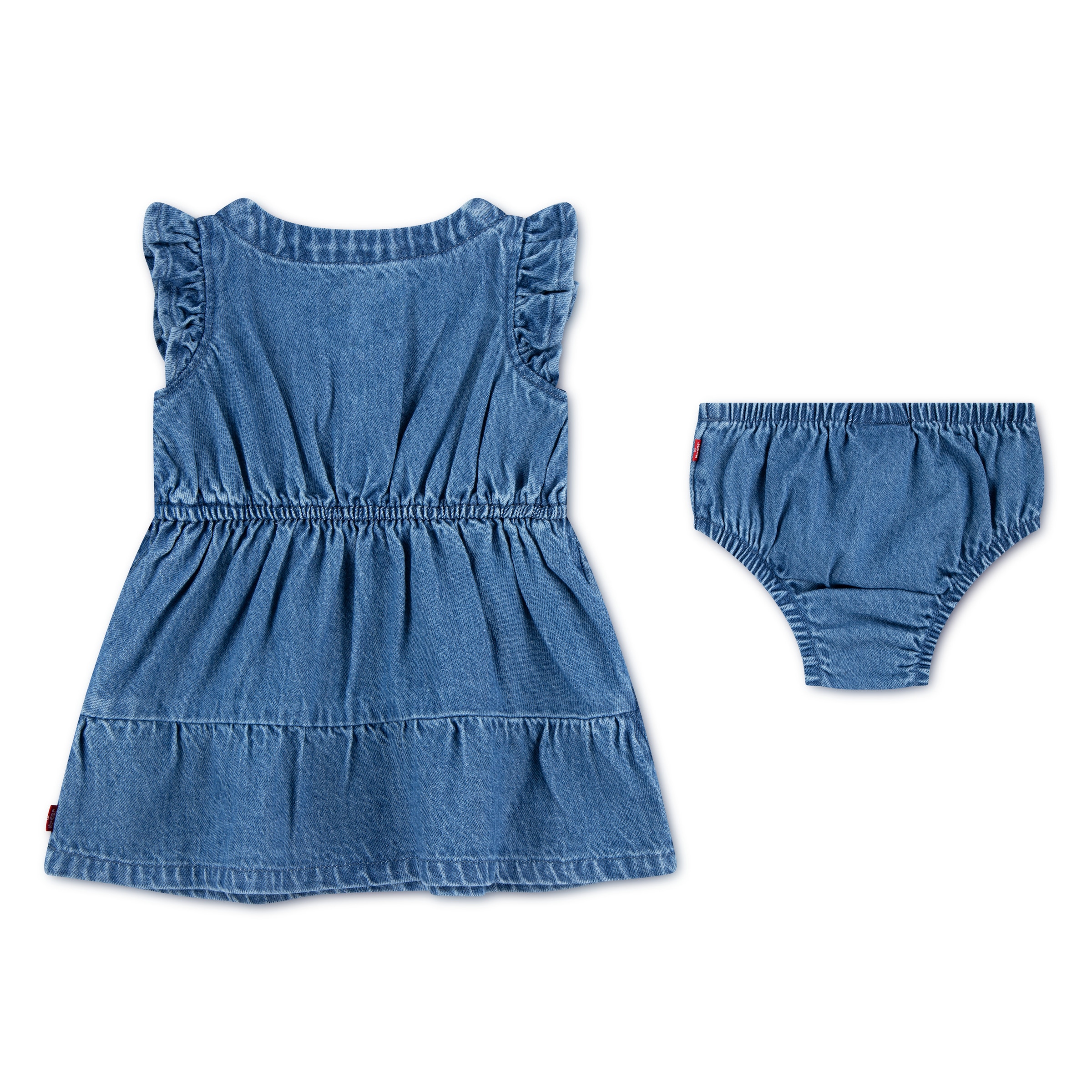 Levi's® Kids Jeanskleid »LVG FLUTTER SLEEVE BUTTON UP D« 2 tlg. tlg. Ohne Taschen 2 tlg. Set, for Girls, Denim-Kleid mit Denim Höschen