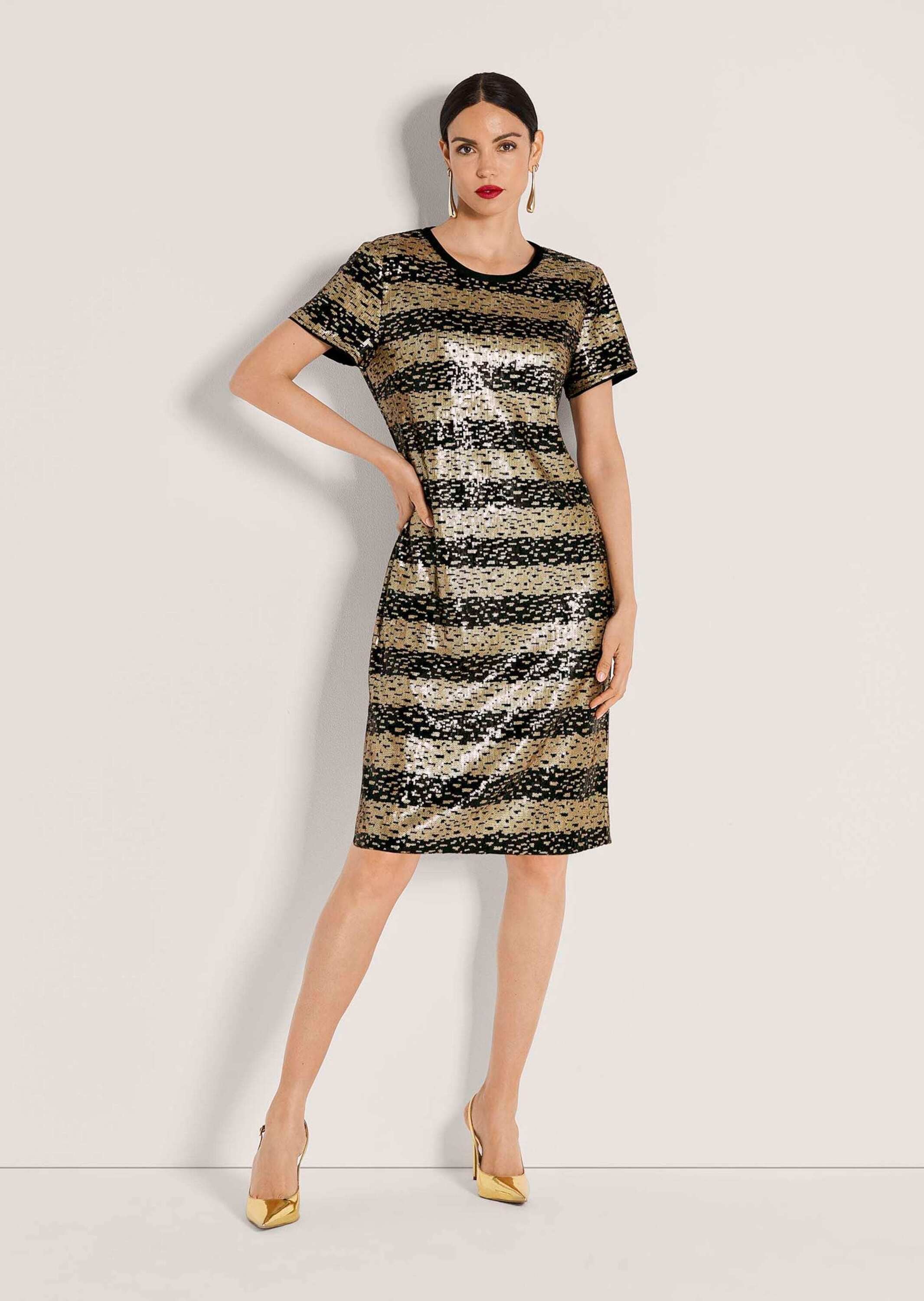 MADELEINE Cocktailkleid »Paillettenkleid Elegantes Shirtkleid im Streifen-Look«