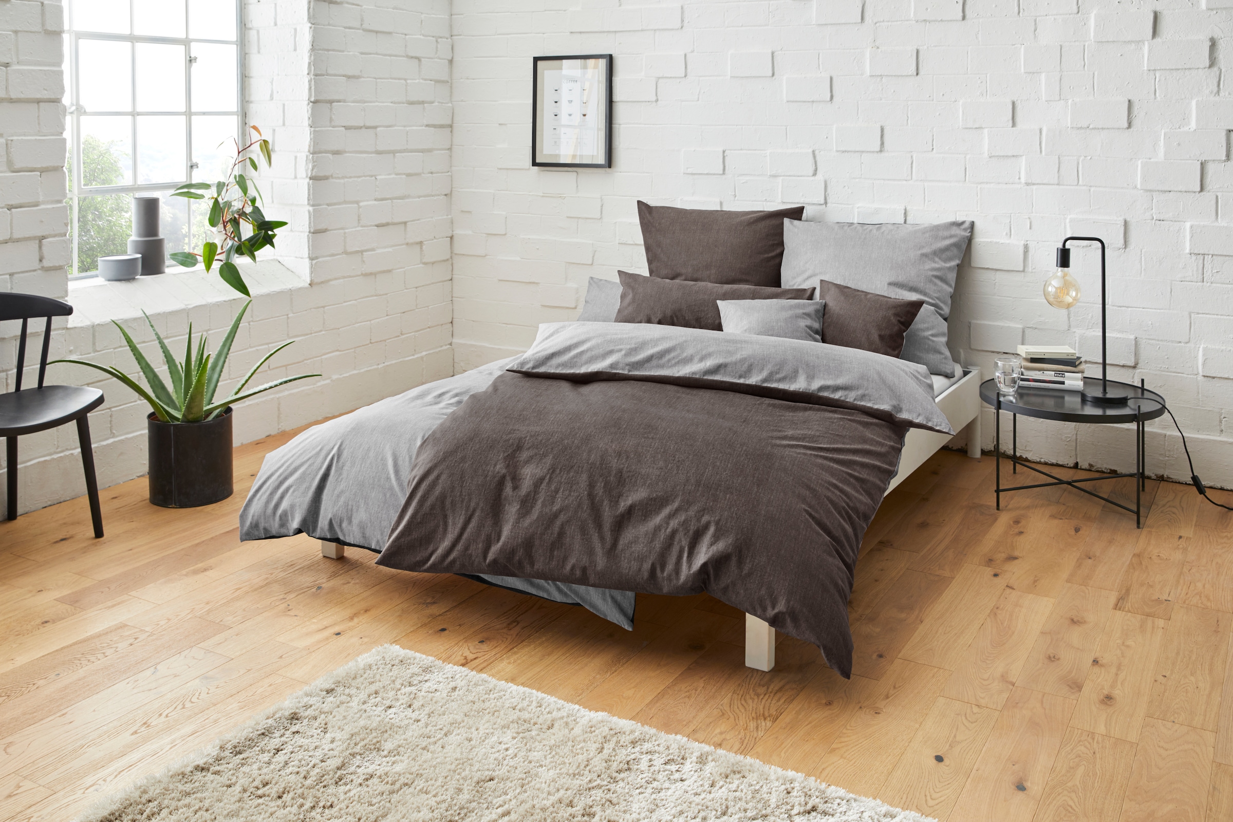 Bruno Banani Wendebettwäsche "Merlin in Gr. 135x200 oder 155x220 cm" 2 Baumwollbettwäsche, Leinen-Look in Melange-Optik