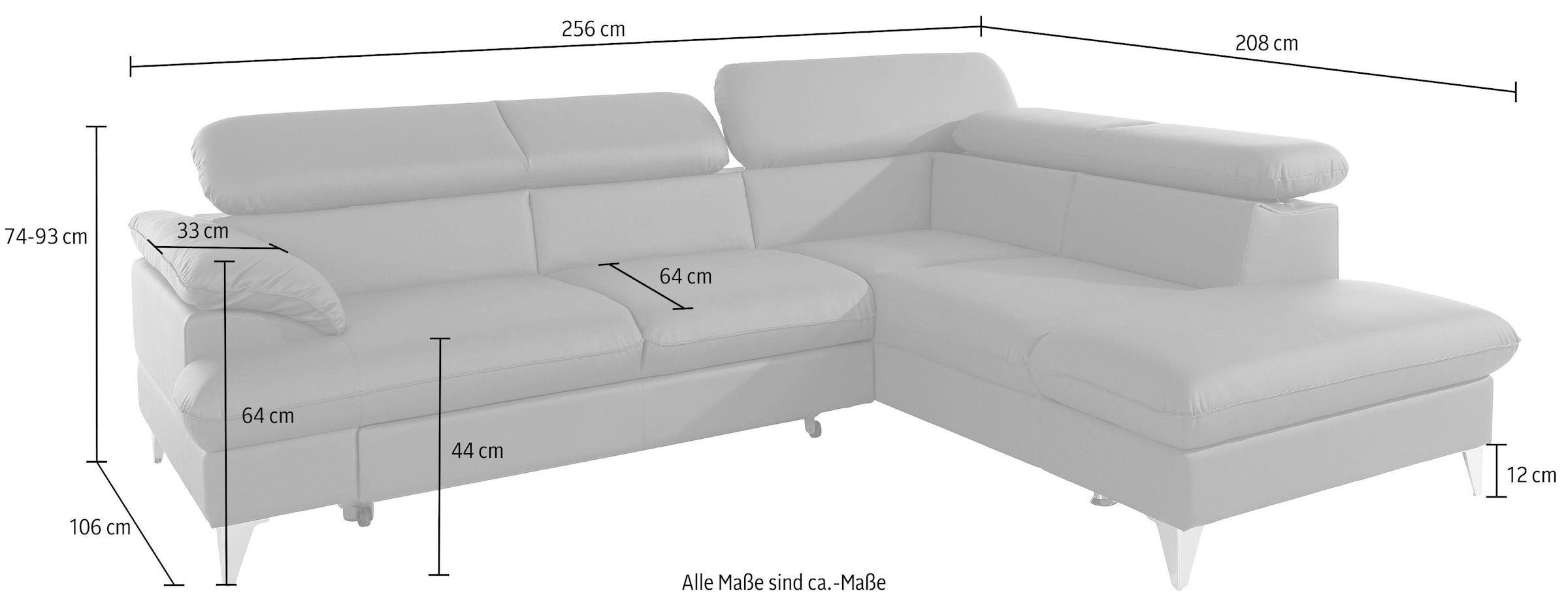 COTTA Polstergarnitur »Caluso L-Form«, Set bestehend aus: Ecksofa mit Kopfteilverstellung & Hocker