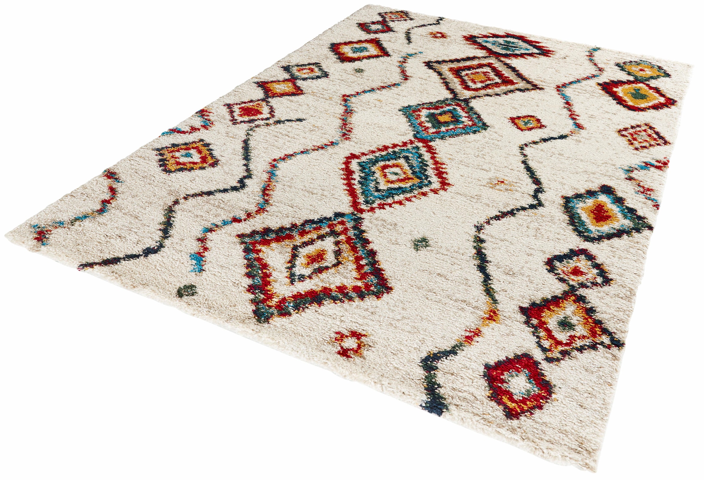 HANSE Home Hochflor-Teppich »Geometric«, rechteckig, 30 mm Höhe, Shaggy, Flokati, Boho Design, Weich, Flauschig, Geometrisches Muster