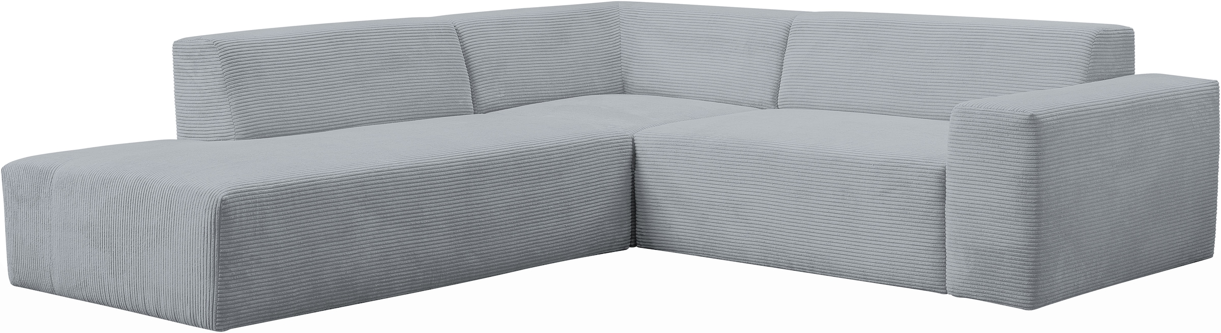 WERK2 Ecksofa »Zeus-M, tolles Sofa mit schönen Details, L-Form«, Curvy Trend Garnitur, urbane Optik, komfortable Wellenunterfederung