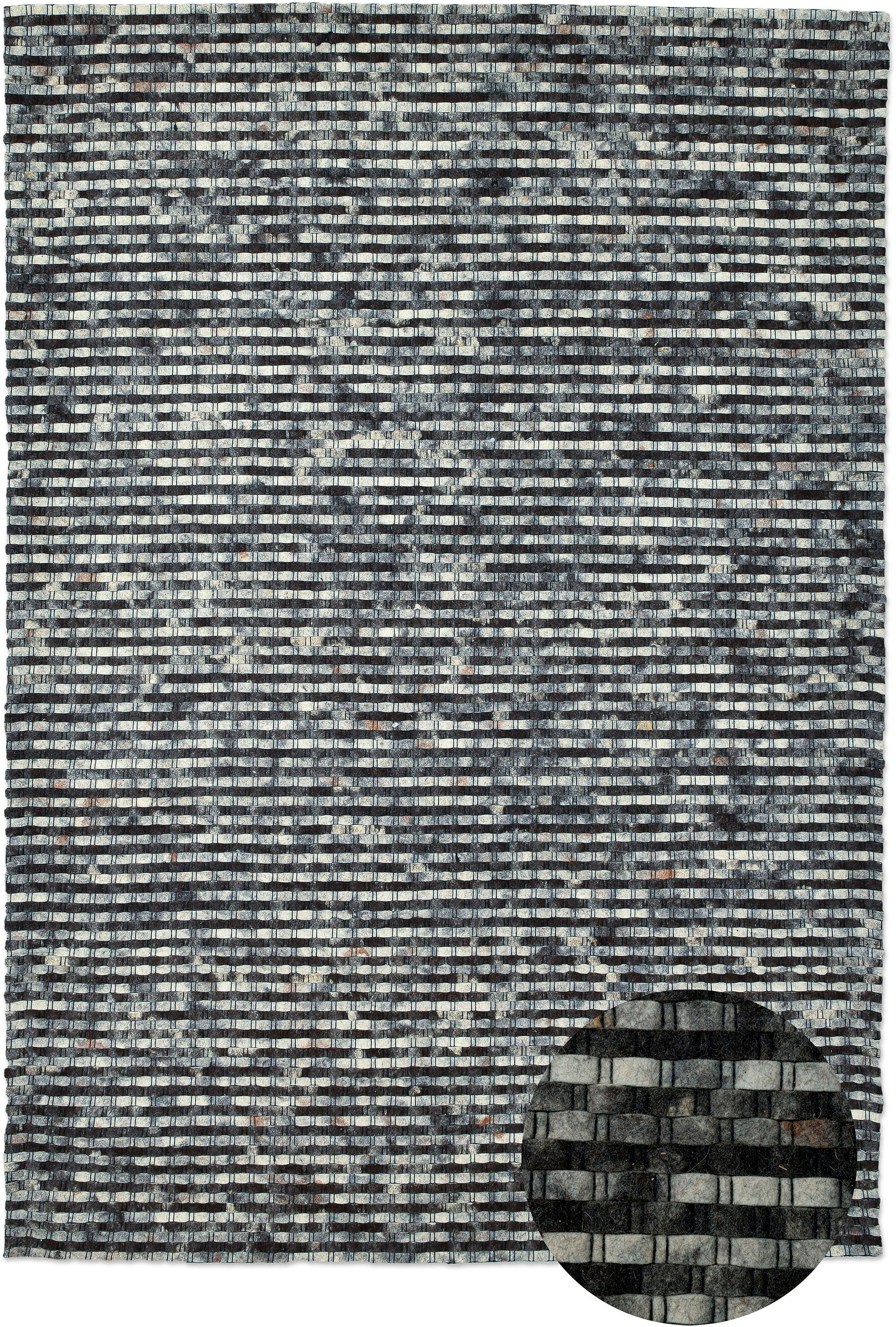 Wollteppich THEKO "Tauern" Gr. 4, grau (dunkelgrau), B:170cm H:10mm L:240cm, Wolle, Teppiche, Handweb Teppich, reine Wolle, handgewebt 2