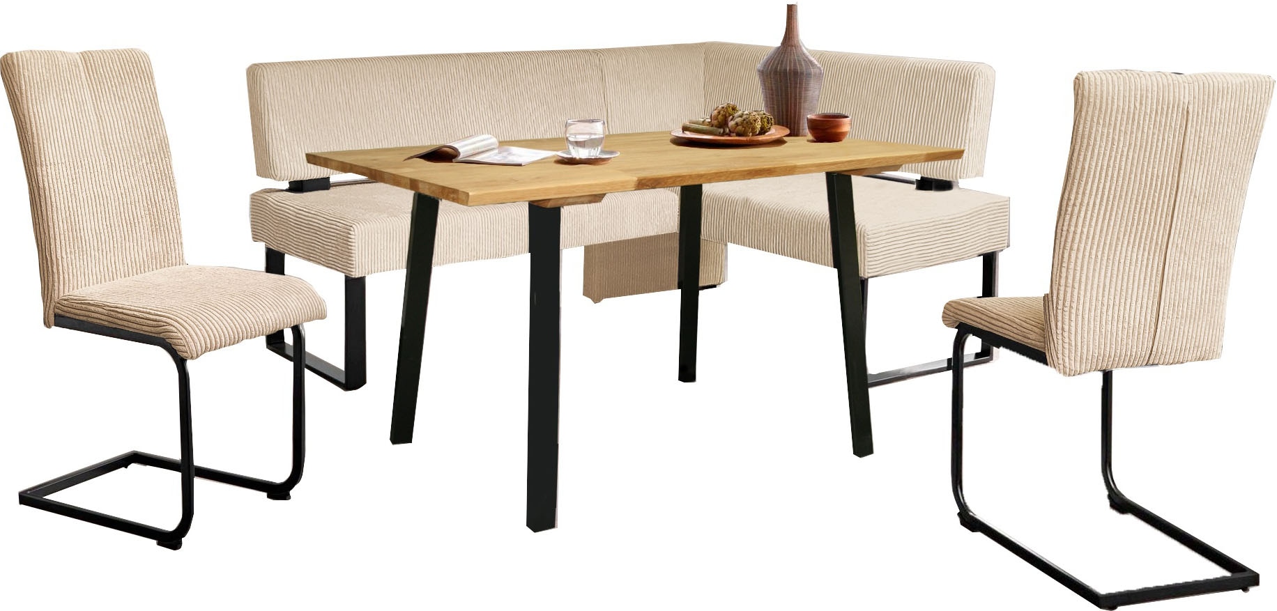 Home affaire Eckbankgruppe "Oliver", (Set, 4 tlg., 4-tlg), Eckbank mit Well günstig online kaufen