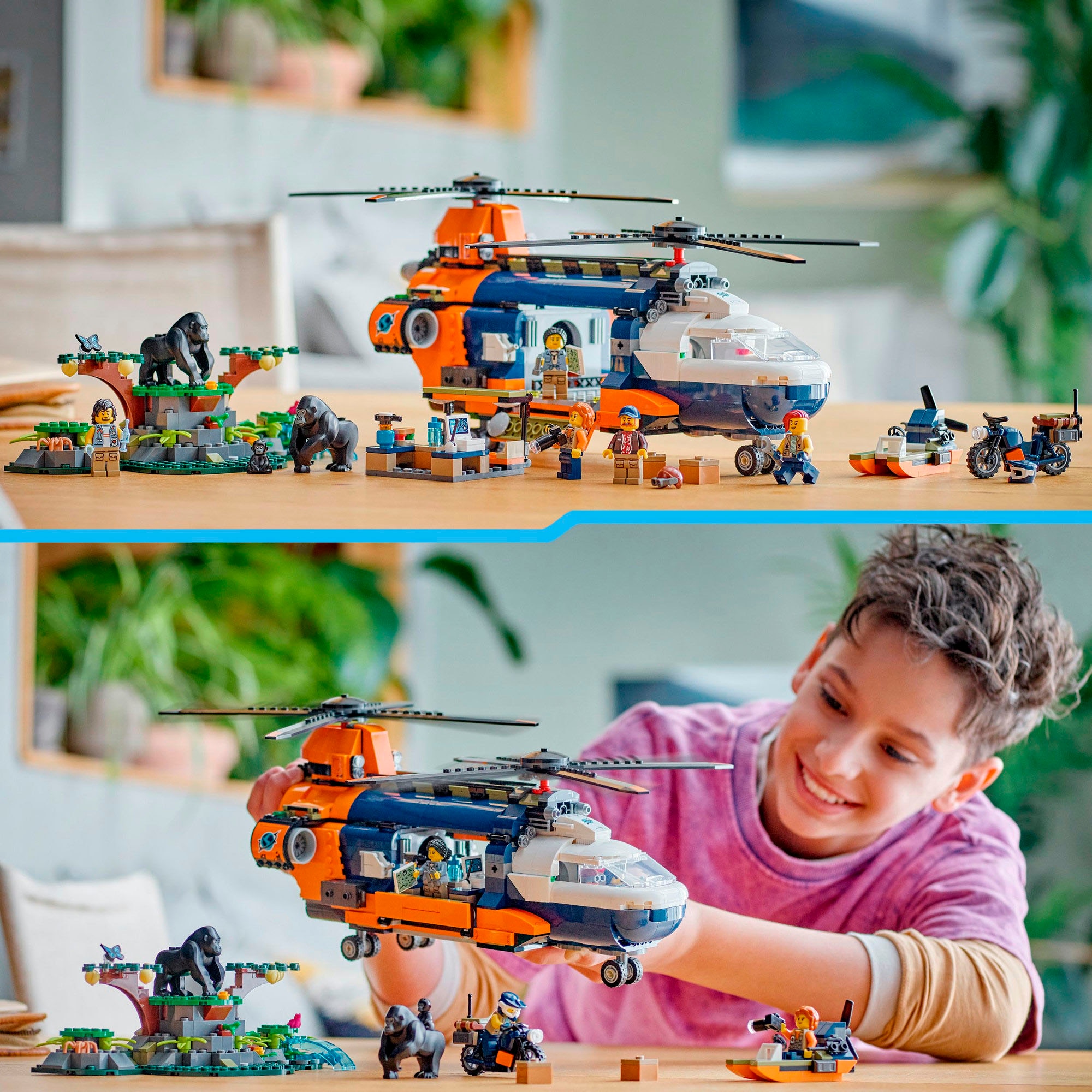 LEGO® Konstruktionsspielsteine »Dschungelforscher-Hubschrauber (60437), LEGO City«, (881 St.), Made in Europe