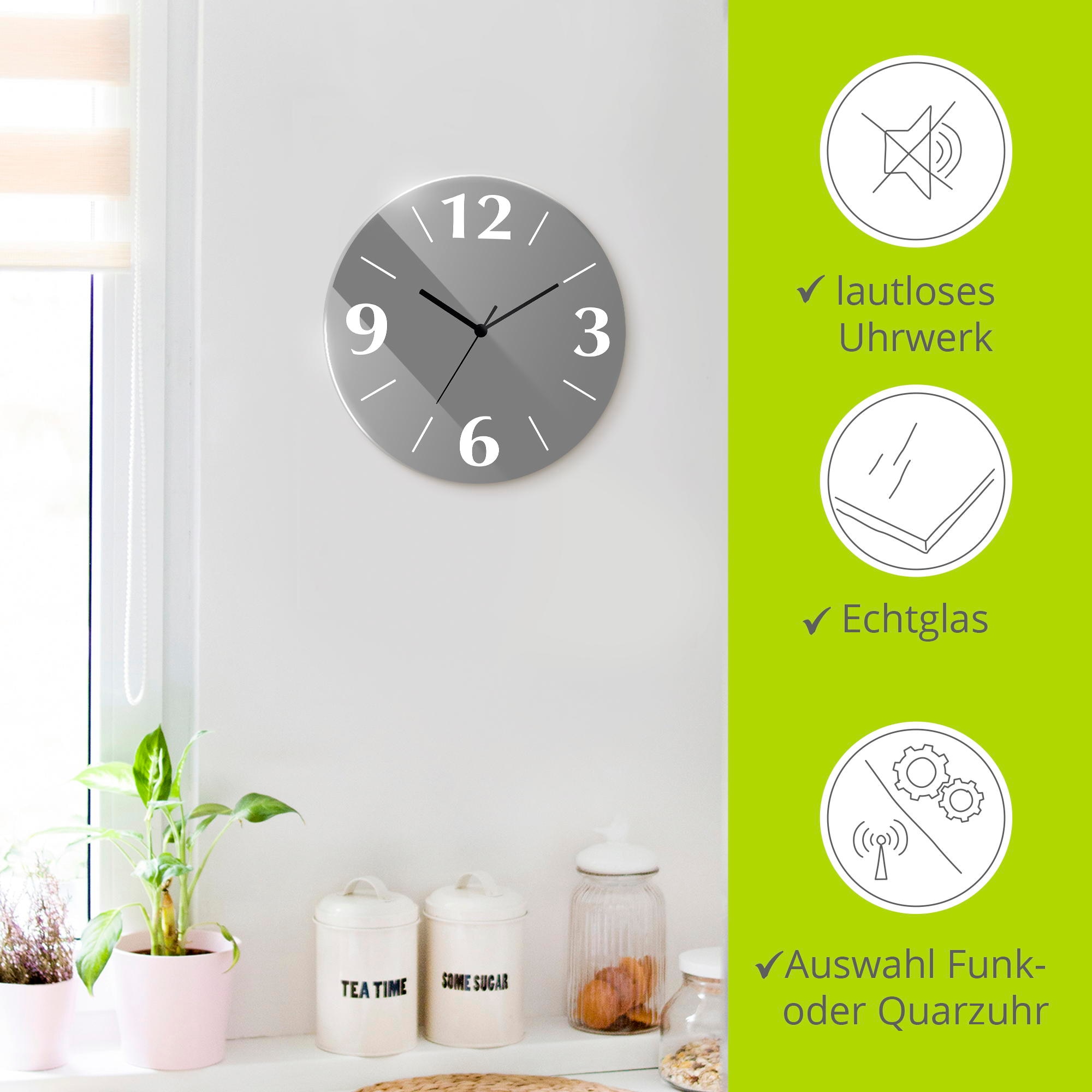 Artland Wanduhr »Trendfarben« wahlweise mit  Quarz- oder Funkuhrwerk, lautlos ohne Tickgeräusche