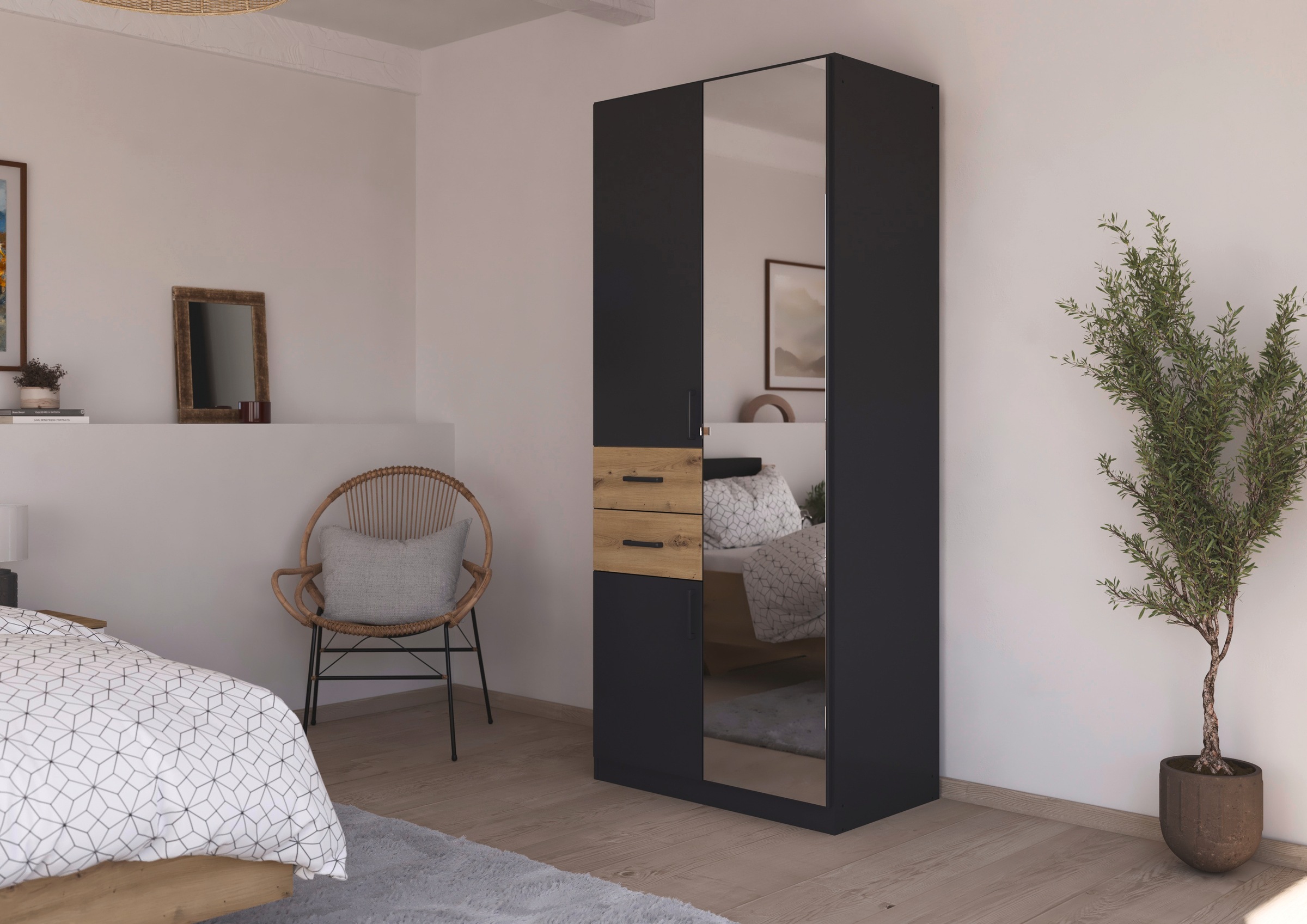 rauch Drehtürenschrank "Maika" mit Spiegel, 2 Schubladen, in verschiedenen günstig online kaufen