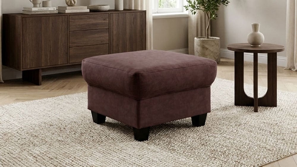 OTTO home Hocker "Sillkeborg 59 x 59 cm, kompakt, komfortabel & mit Holzfüßen" aus pflegeleichtem, weichem Luxus-Microfaser