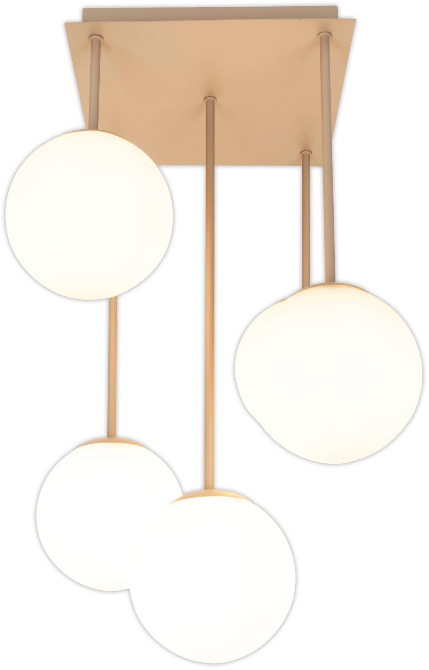OTTO home Deckenleuchte »Nellin« E14 1 Stk. 5 Glaskugeln mit je 1x E14 exkl., quadratisch, beige matt