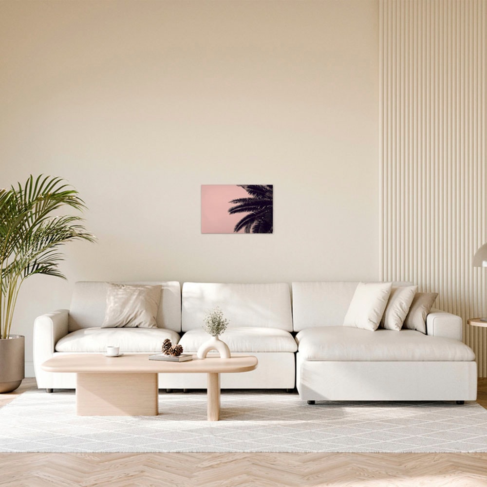 A.S. Création Leinwandbild "Palm Tree - Wandbild Rosa Schwarz Keilrahmen Ku günstig online kaufen