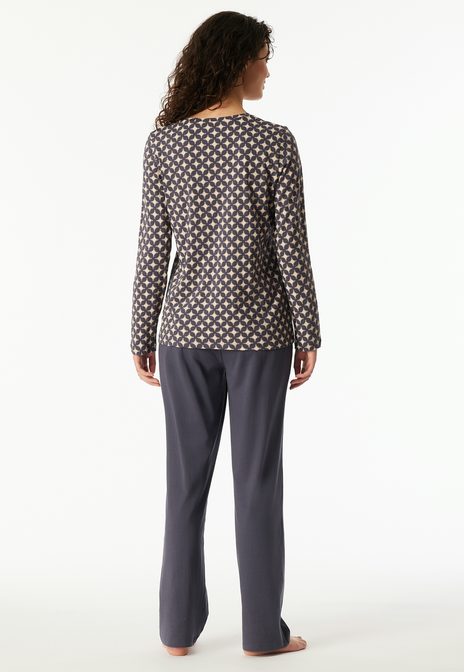 Thumbnail - Schiesser Schlafanzug "Comfort Essentials" 2 tlg. V-Ausschnitt, Baumwolle, langärmelig