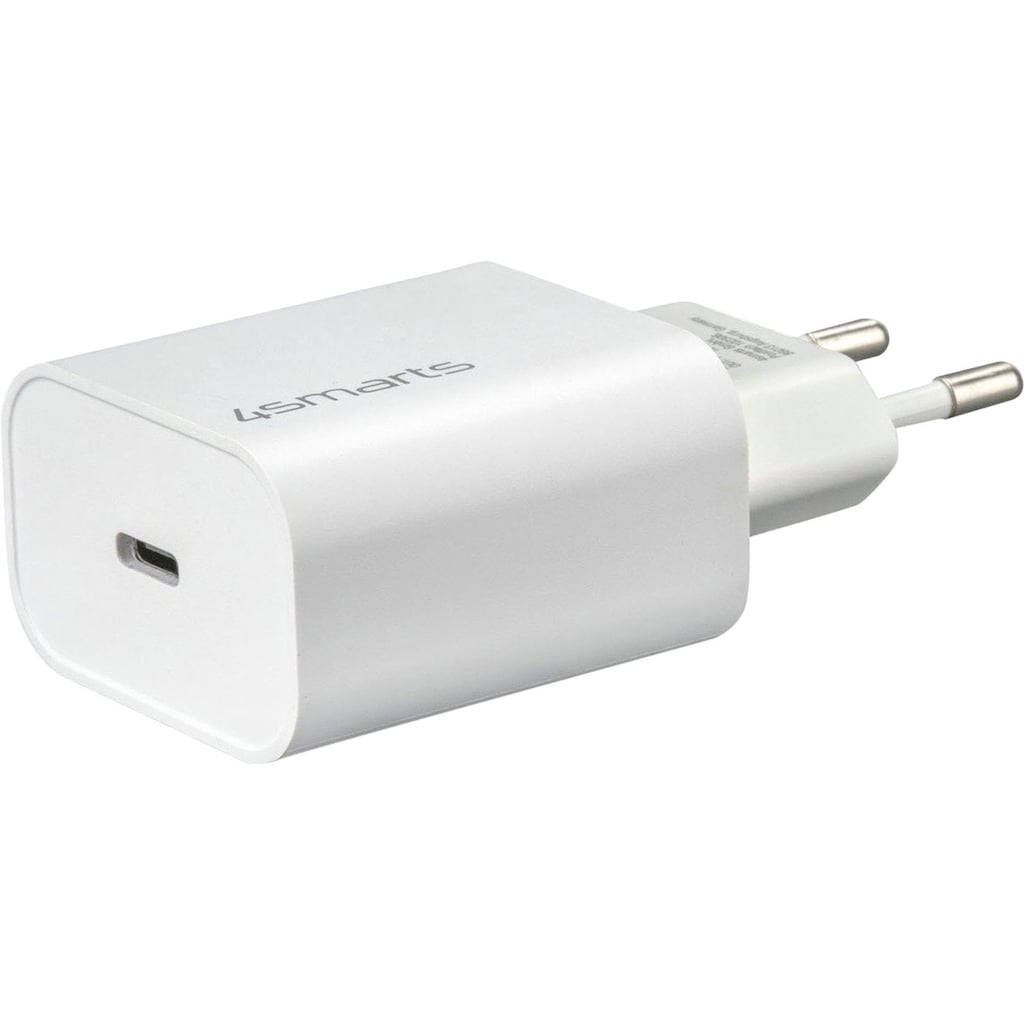 4smarts Smartphone-Ladegerät »Schnelllade-Set 20W mit 1,5m Lightning Kabel f. iPhone«, (150 cm Lightning Kabel für iPhone 11 12 13 14 Pro Max Mini SE iPad), 20W Schnellladegerät iPhone Ladekabel USB-C Ladegerät PD Schnelllader