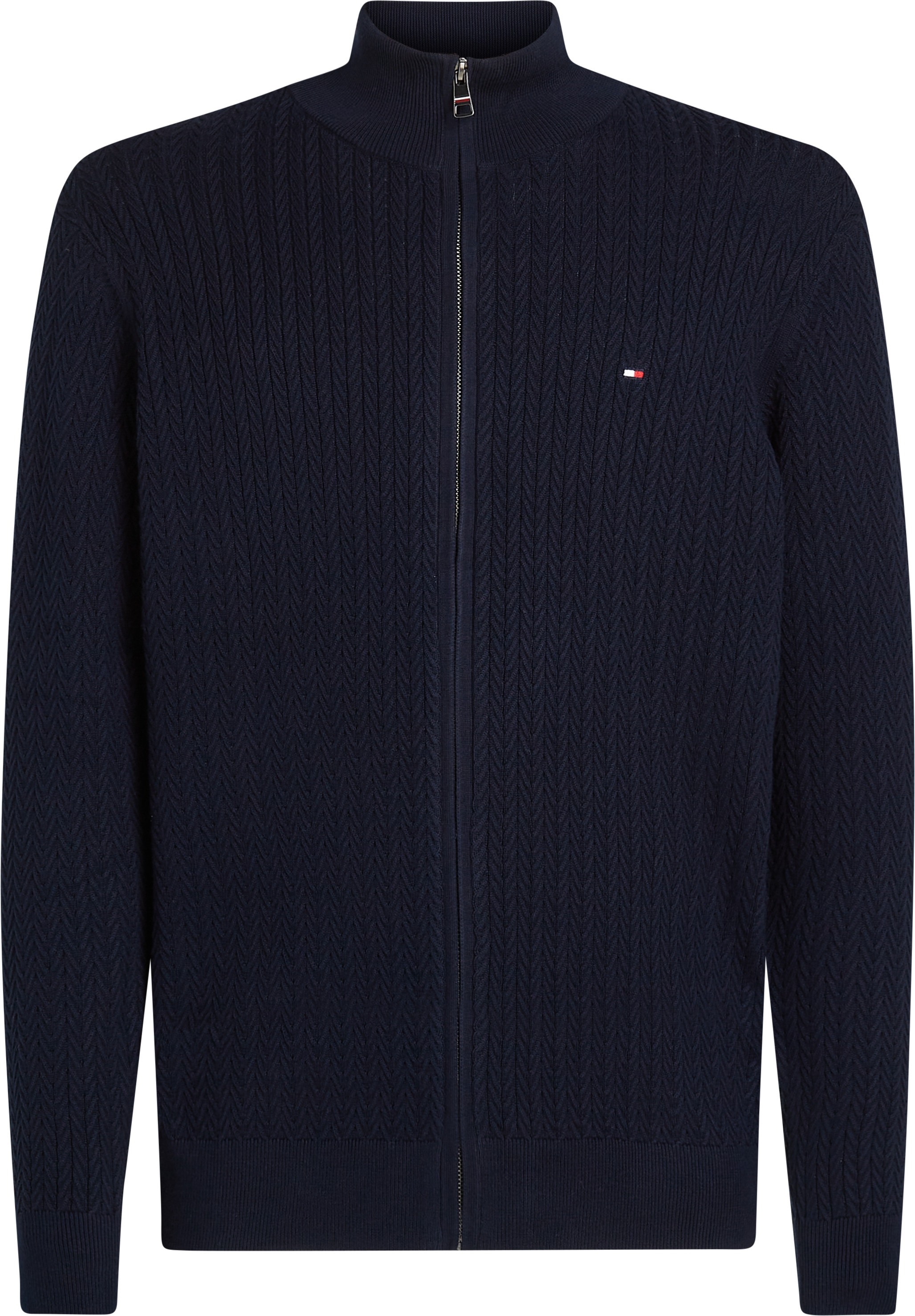 Tommy Hilfiger Strickjacke »HERRINGBONE STRUCTURE ZIP THRU«, mit Zopfmuster