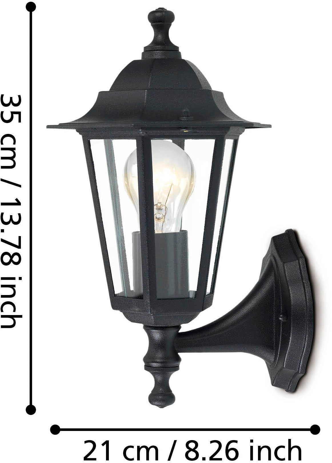 EGLO LED Wandleuchte »LATERNA 4 L16,5 x H32 x AL23 cm, spritzwassergeschützte Lampe«, 1 flammig, Leuchtmittel E27 | ohne Leuchtmittel, Außen-Wandlampe Laterna 4, Lampe, E27, IP44, L16,5 x H32 x AL23 cm