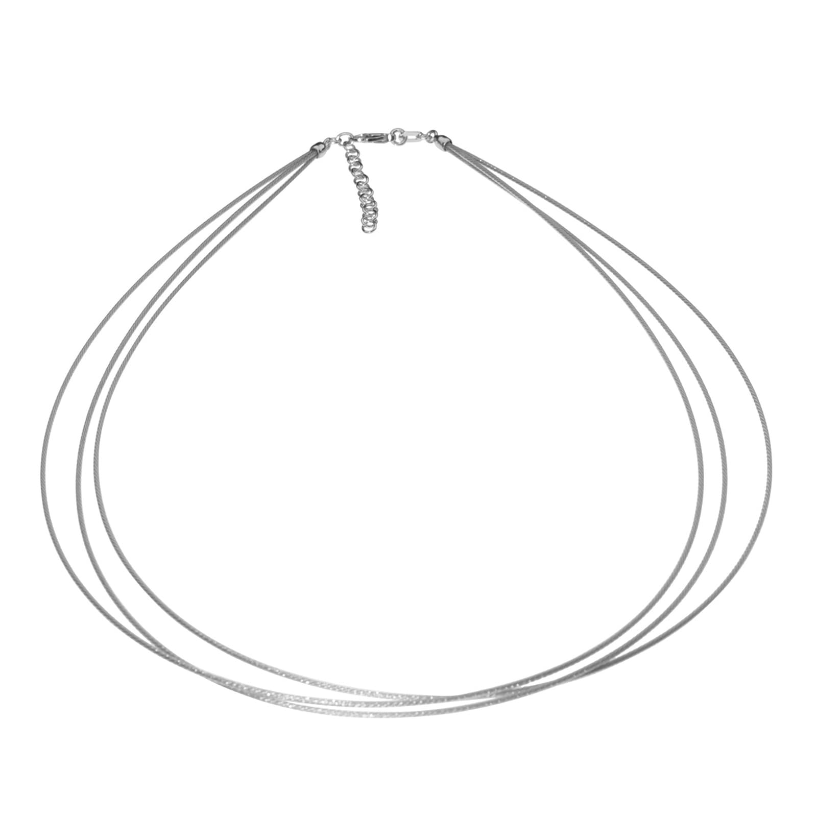 Halsreif OSTSEE-SCHMUCK "Ostsee-Schmuck Halsreif Edelstahl 3-reihig", grau, Halsketten, Damen, 41 bis 45cm, Edelstahl, L: 41 42 43 44 45 2