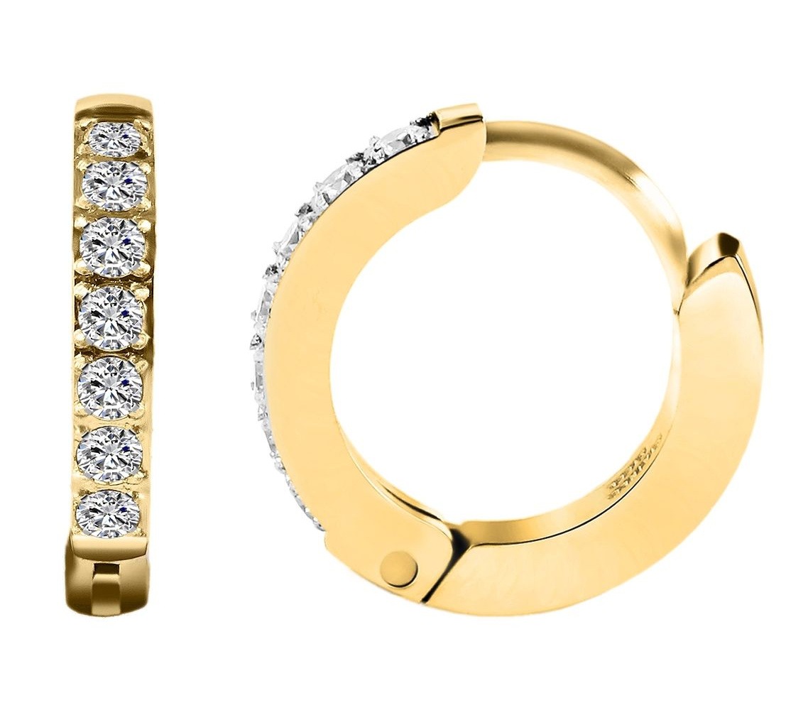 Adelia´s Klappcreolen »Ohrringe – Klappcreole aus Edelstahl mit Strass Steinchen« Ideal als Geschenk für besondere Anlässe