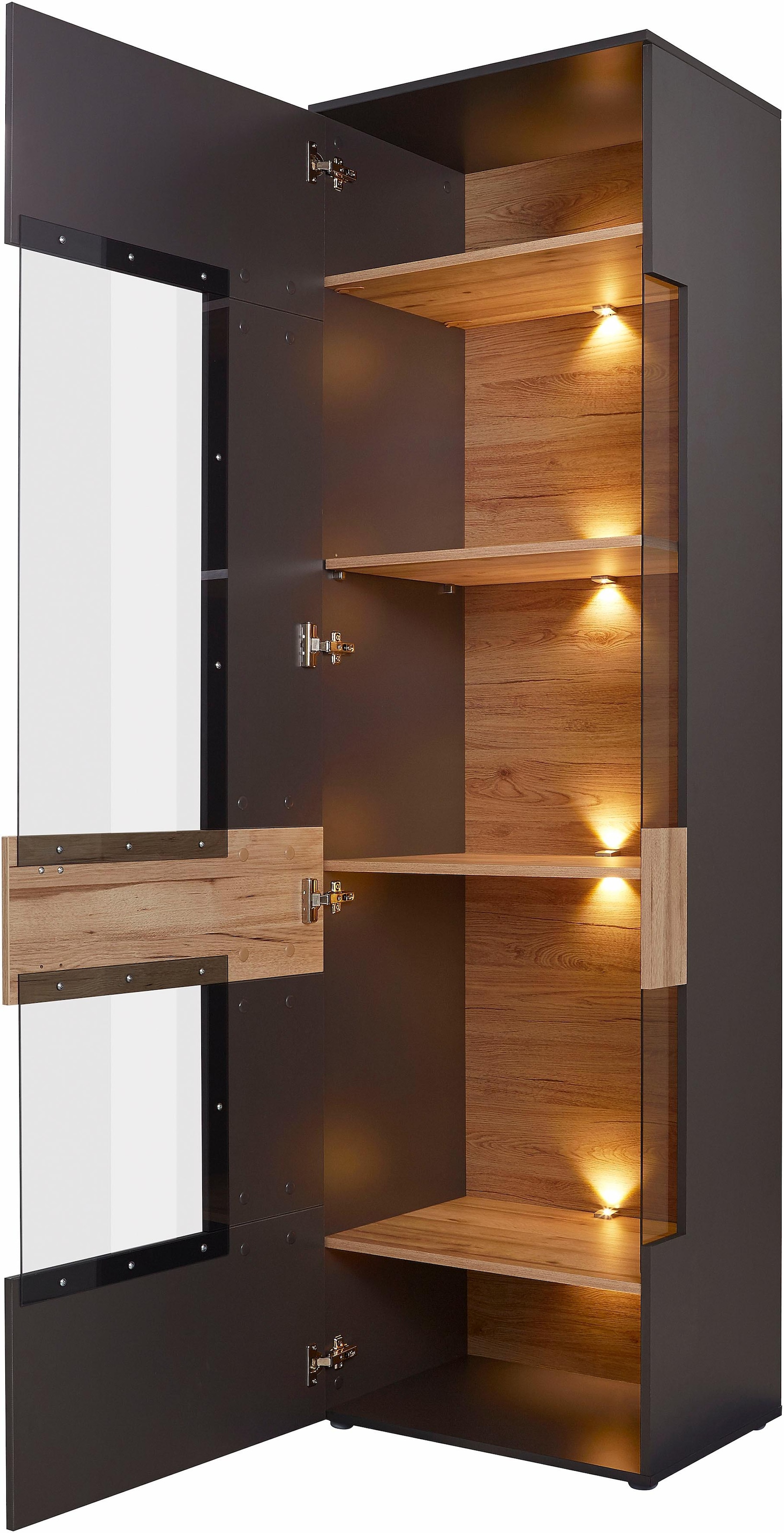 FORTE Vitrine »Como«, Vitrine, Glastüre, LED Beleuchtung, Soft Close Linksanschlag