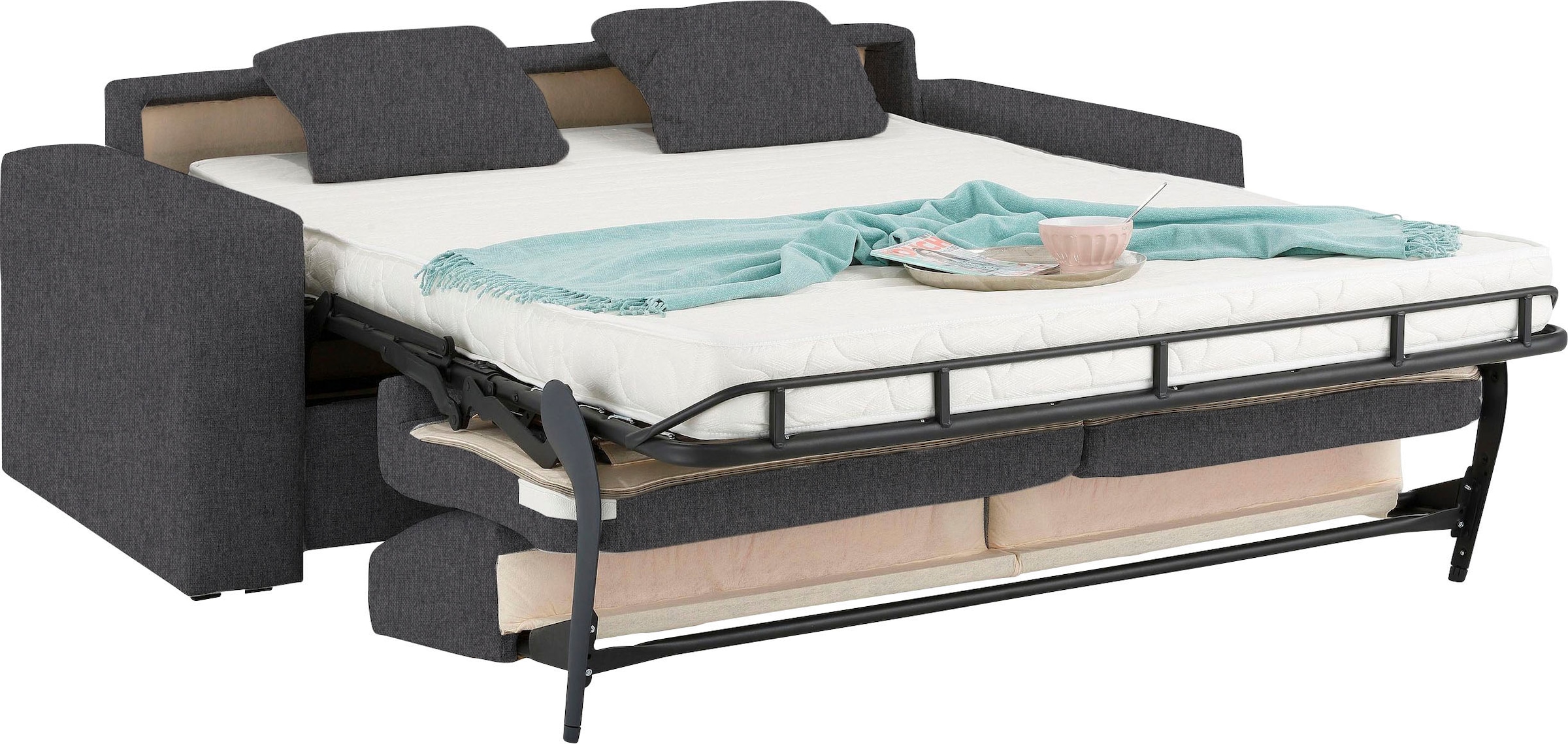 Home affaire Schlafsofa »Roma Matratzenhöhe 14 cm«, Dauerschlaffunktion, mit Unterfederung, Lattenrost, Matratze