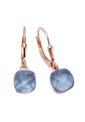 Paar Ohrhänger »925 Silber rosé vergoldet Quarz blau (beh.)«