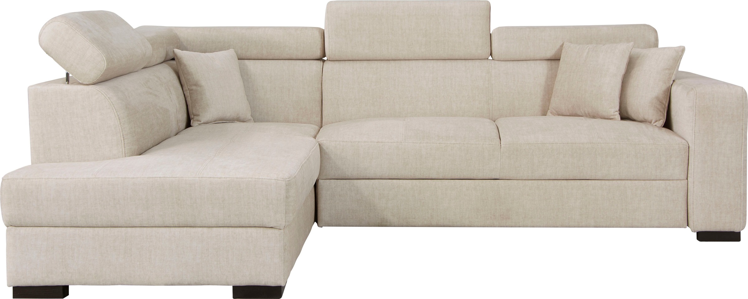Home affaire Ecksofa "Tulio bequem, bewährte Wellenunterfederung, Breite 267cm, L-Form" wahlweise mit Bettfunktion und Bettkasten, incl. 3 Zierkissen