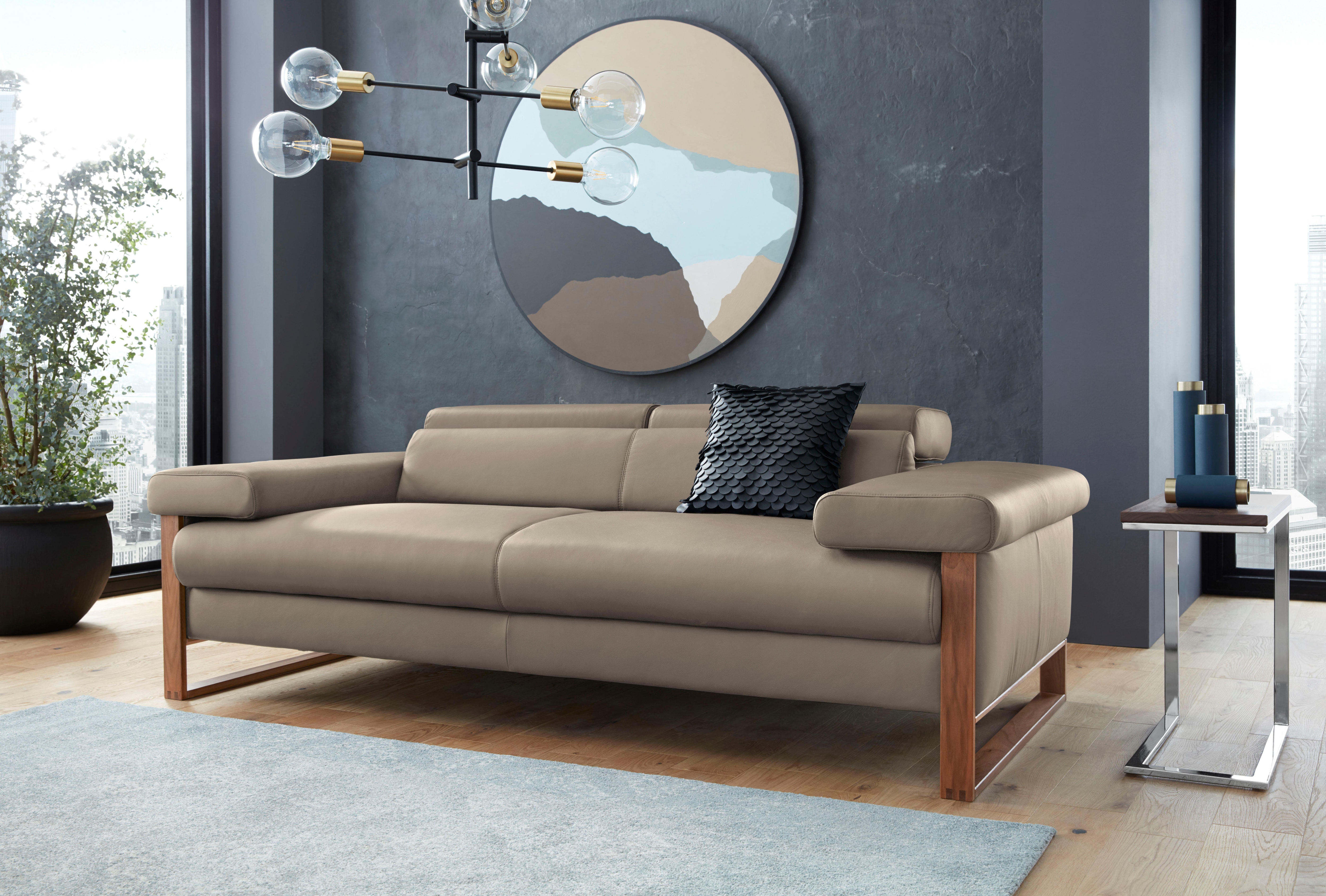W.SCHILLIG 2-Sitzer "finn wahlw. mit Sitztiefenverstellung & Kopfstützenverstellung, bequem" German Design Award 2016, Fußgestell Nussbaum natur, Breite 210 cm