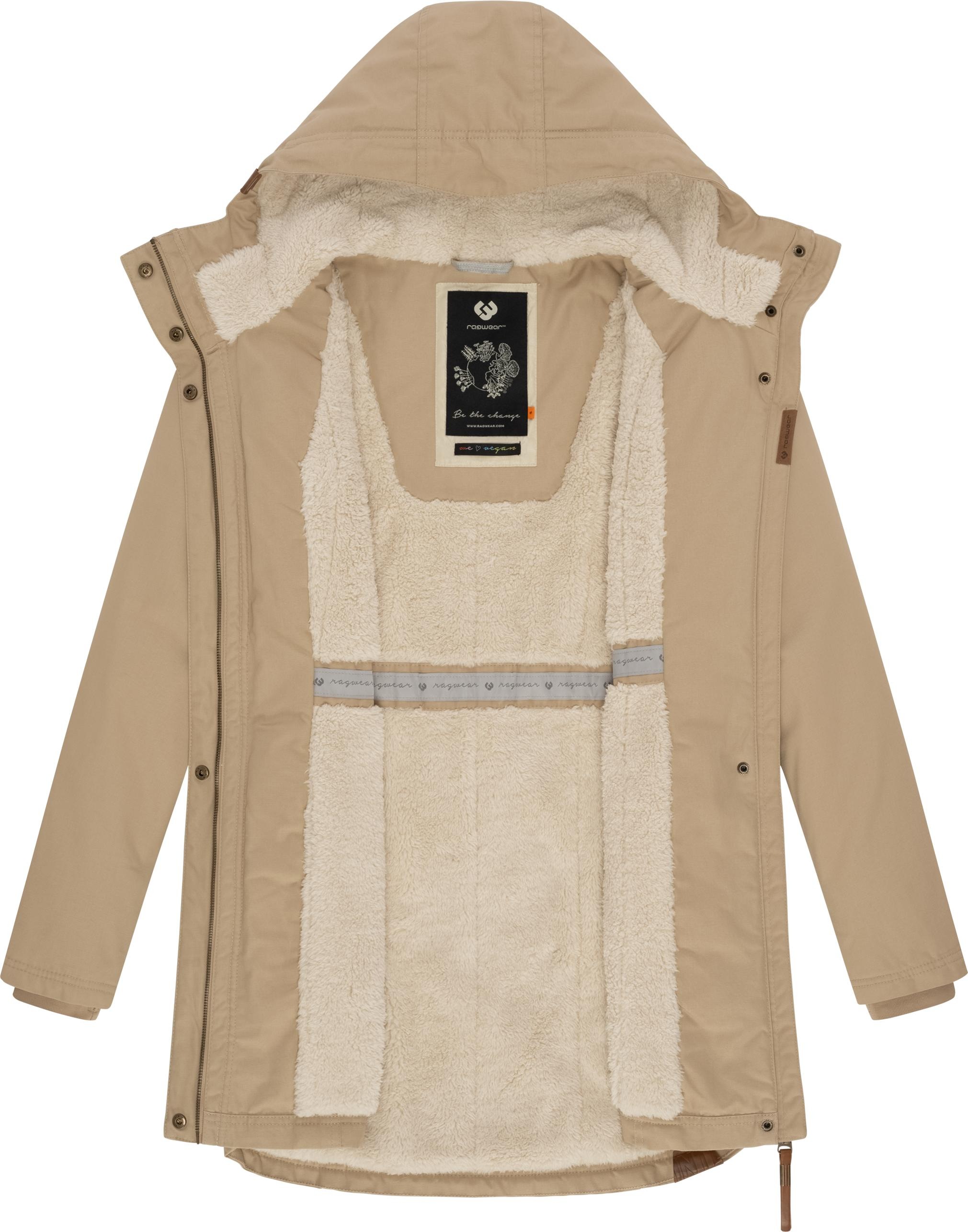 Ragwear Wintermantel »Elsie«, stylischer Winterparka mit Kapuze und Teddyfleece