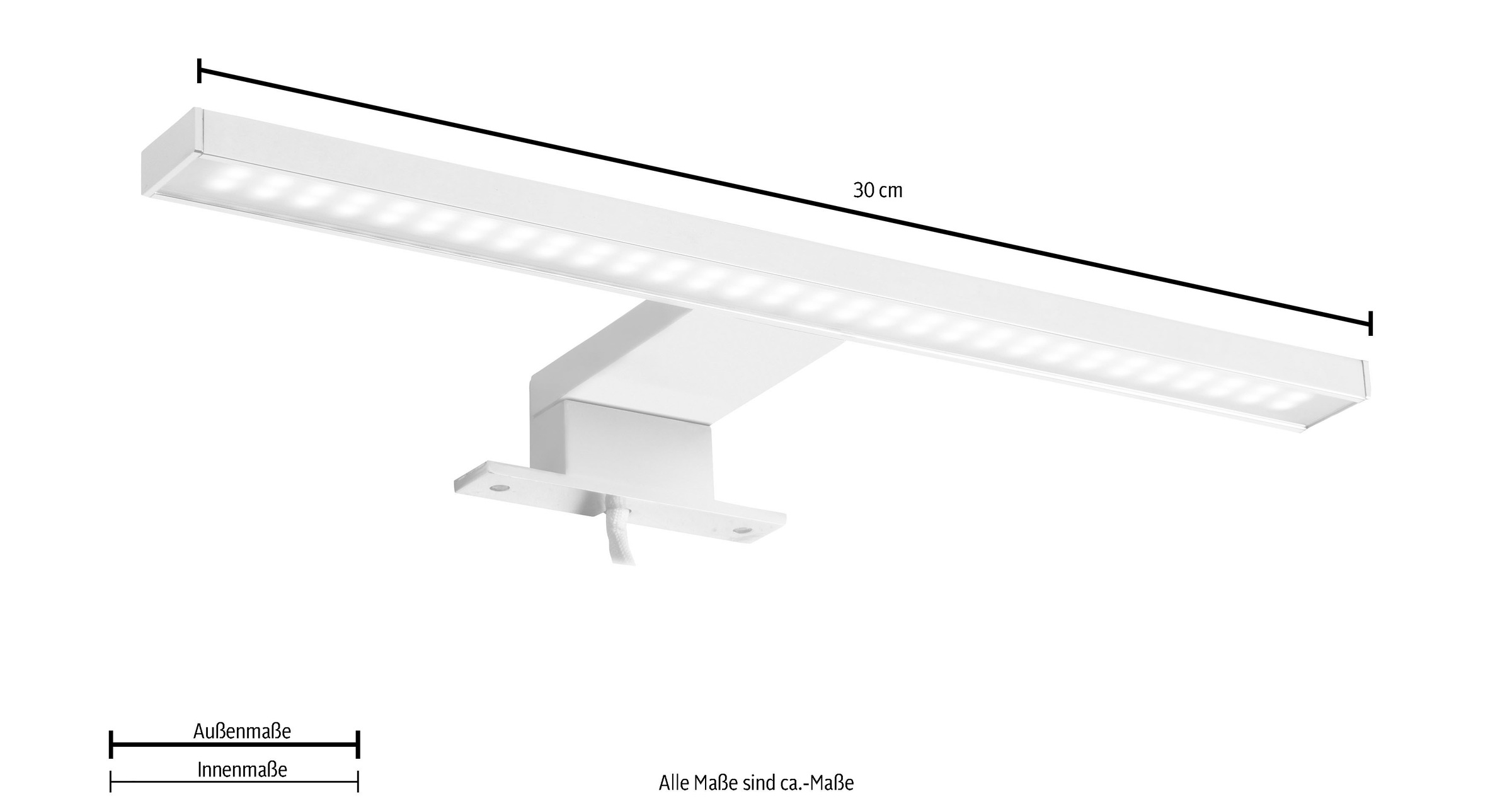 trendteam LED Spiegelleuchte LED-Board Kaltweiß Länge 30 cm - LED Badaufbauleuchte mit kaltem Licht - Mit Multibox