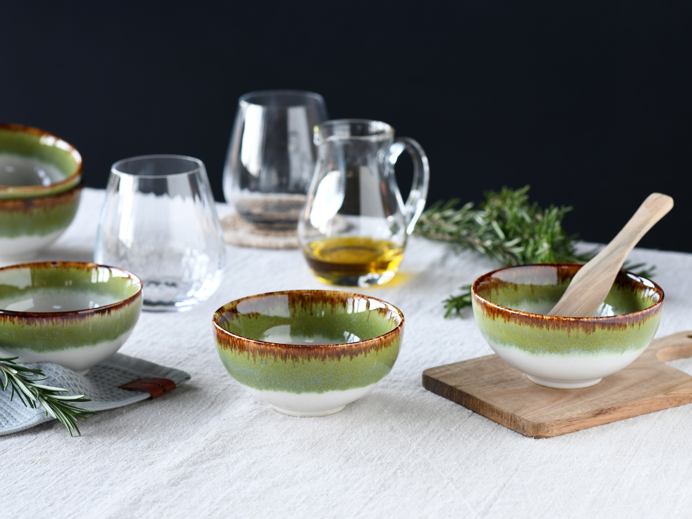 CreaTable Dipschale »Cascade, Schale 6-tlg« 6 Stk. aus Steinzeug Rekativglasur, Healthy Food