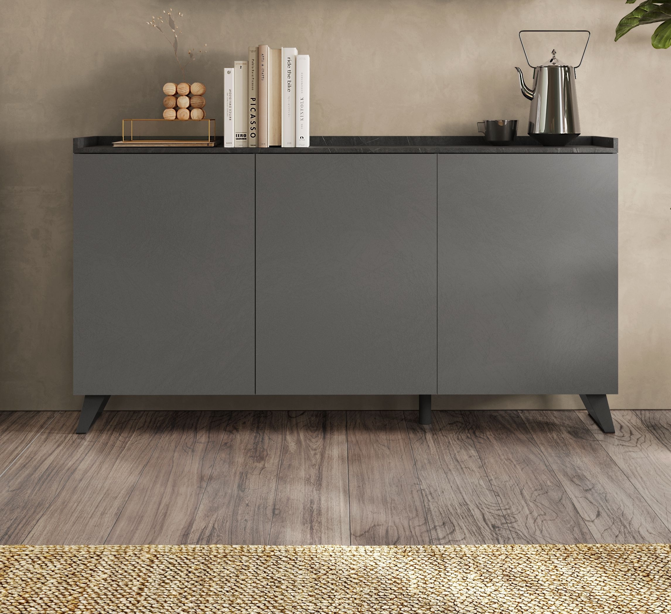 INOSIGN Sideboard »Tray, Breite 181, Kommode mit 3 Türen«, Top "Tablet", Push-to-open Funktion