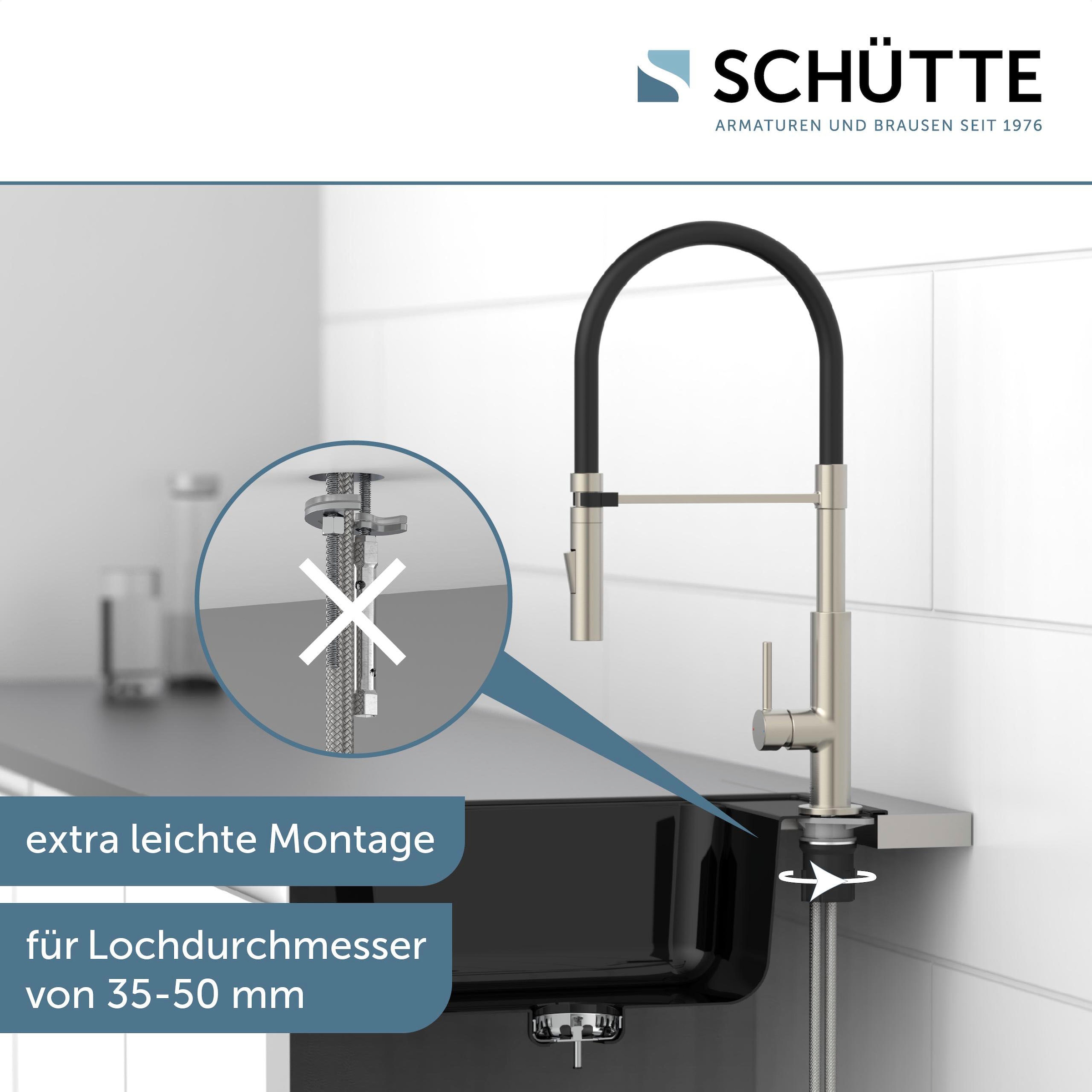 Schütte Spültischarmatur »Design«, ausziehbar, 360° schwenkbar, Edelstahloptik/Schwarz, Hochdruck